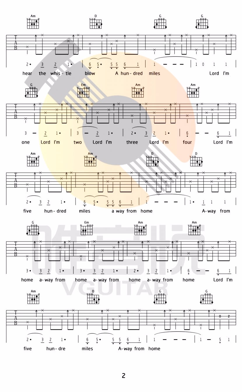 《500miles吉他谱》_佚名_G调_吉他图片谱5张 图2