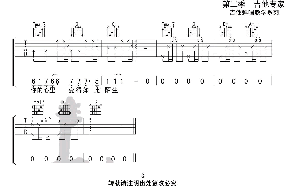 《有名无份吉他谱》_李冠霖_C调_吉他图片谱3张 图3