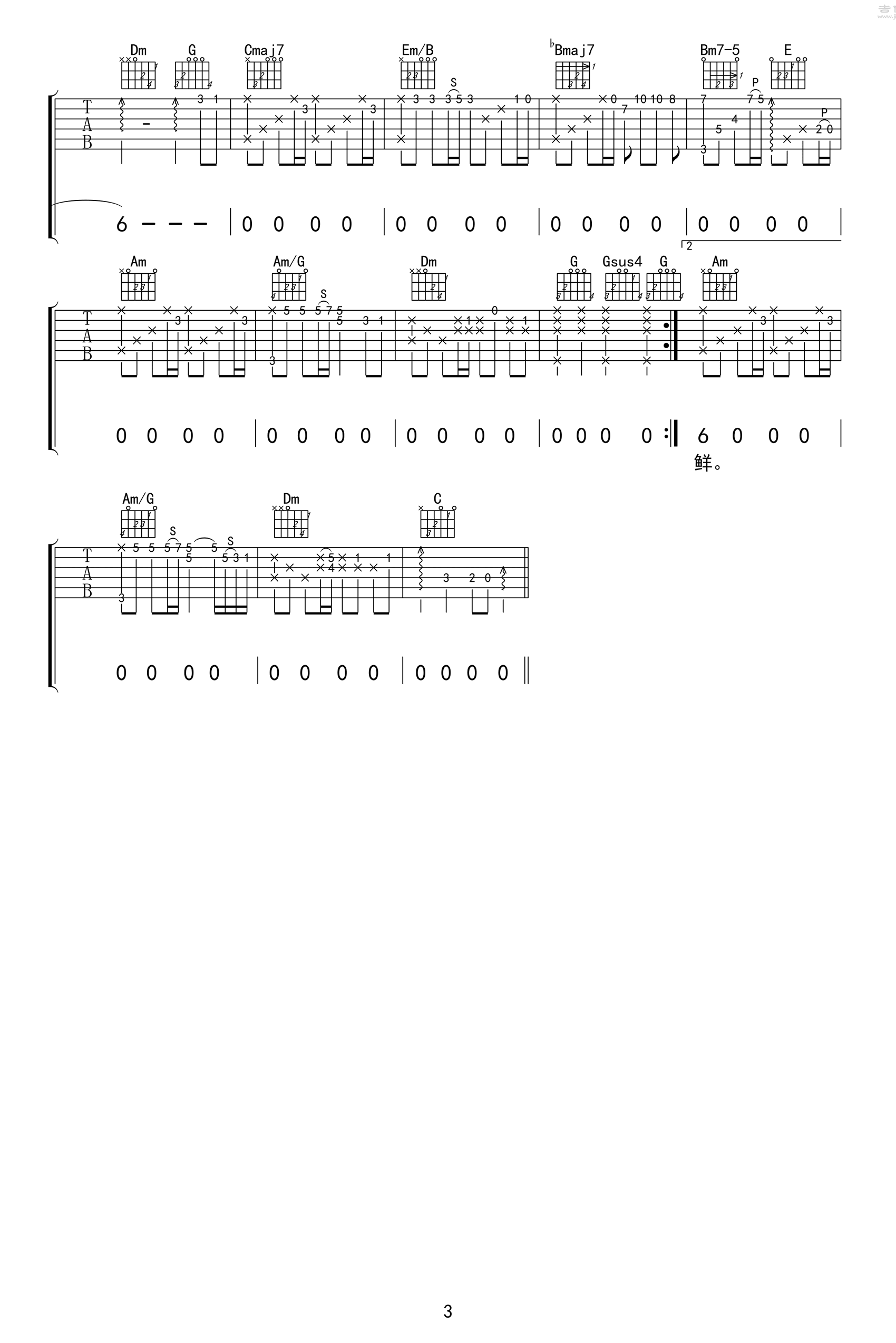 《当年情吉他谱》_张国荣_C调_吉他图片谱3张 图3