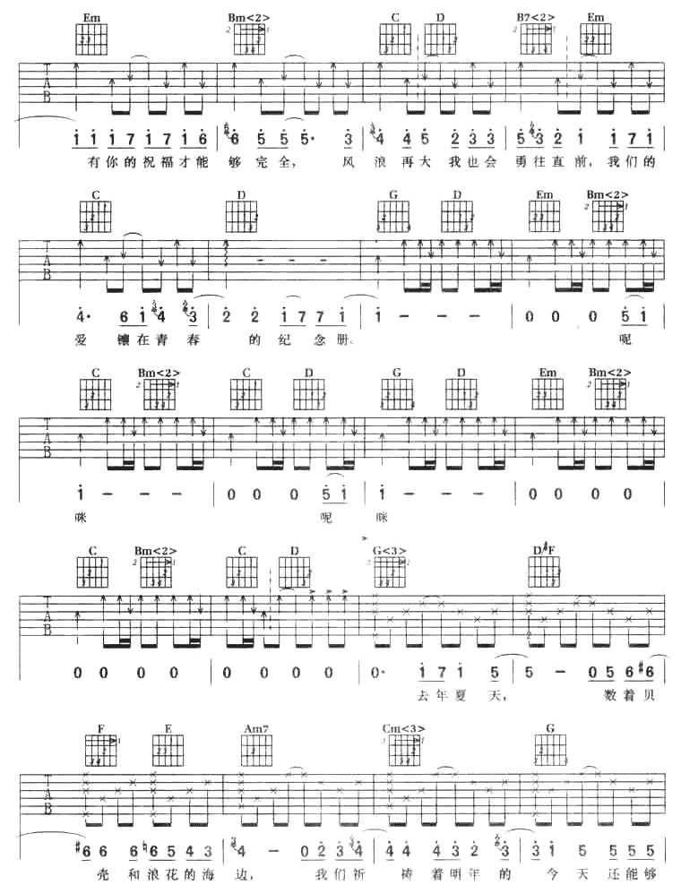 《青春纪念册吉他谱》_可米小子_G调_吉他图片谱5张 图2