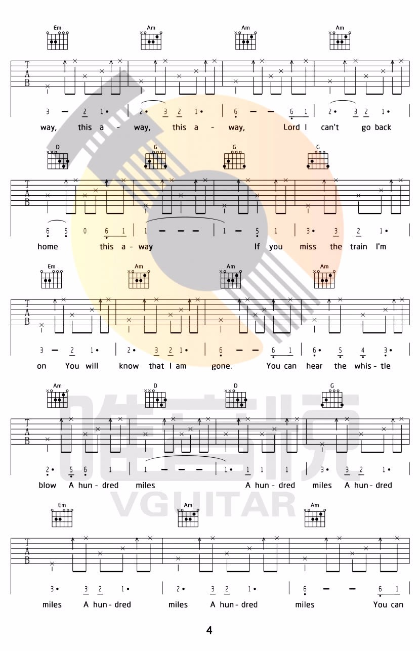 《500miles吉他谱》_佚名_G调_吉他图片谱5张 图4