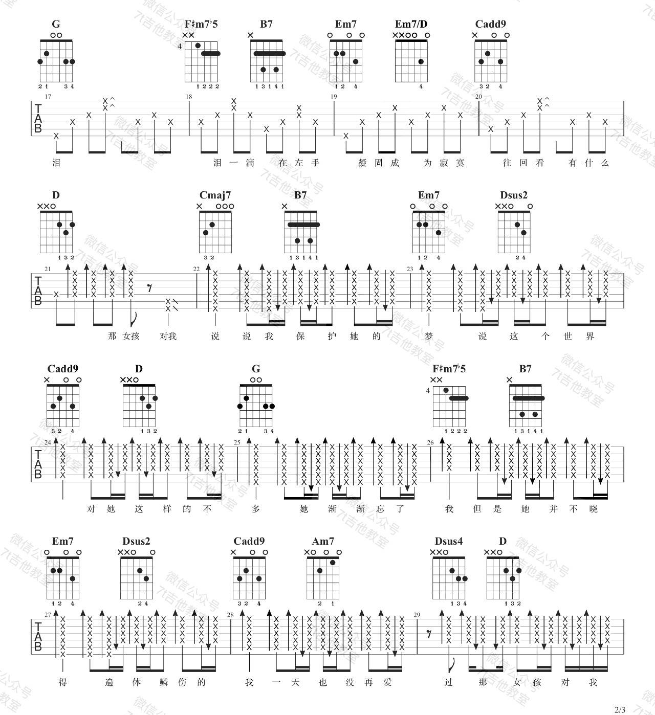 《那女孩对我说吉他谱》_黄义达_G调_吉他图片谱3张 图2