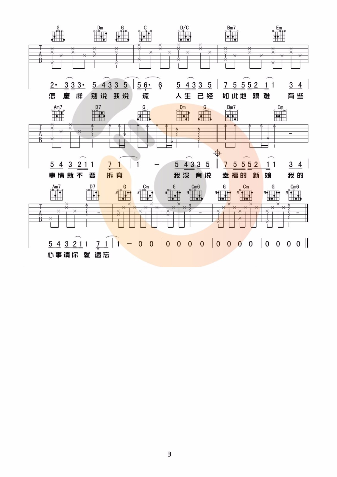 《说谎吉他谱》_林宥嘉_G调_吉他图片谱3张 图3