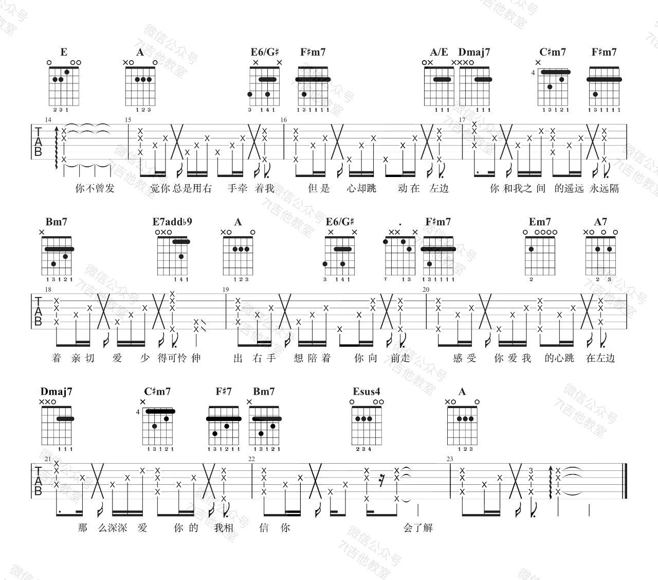 《左边吉他谱》_杨丞琳_A调_吉他图片谱2张 图2