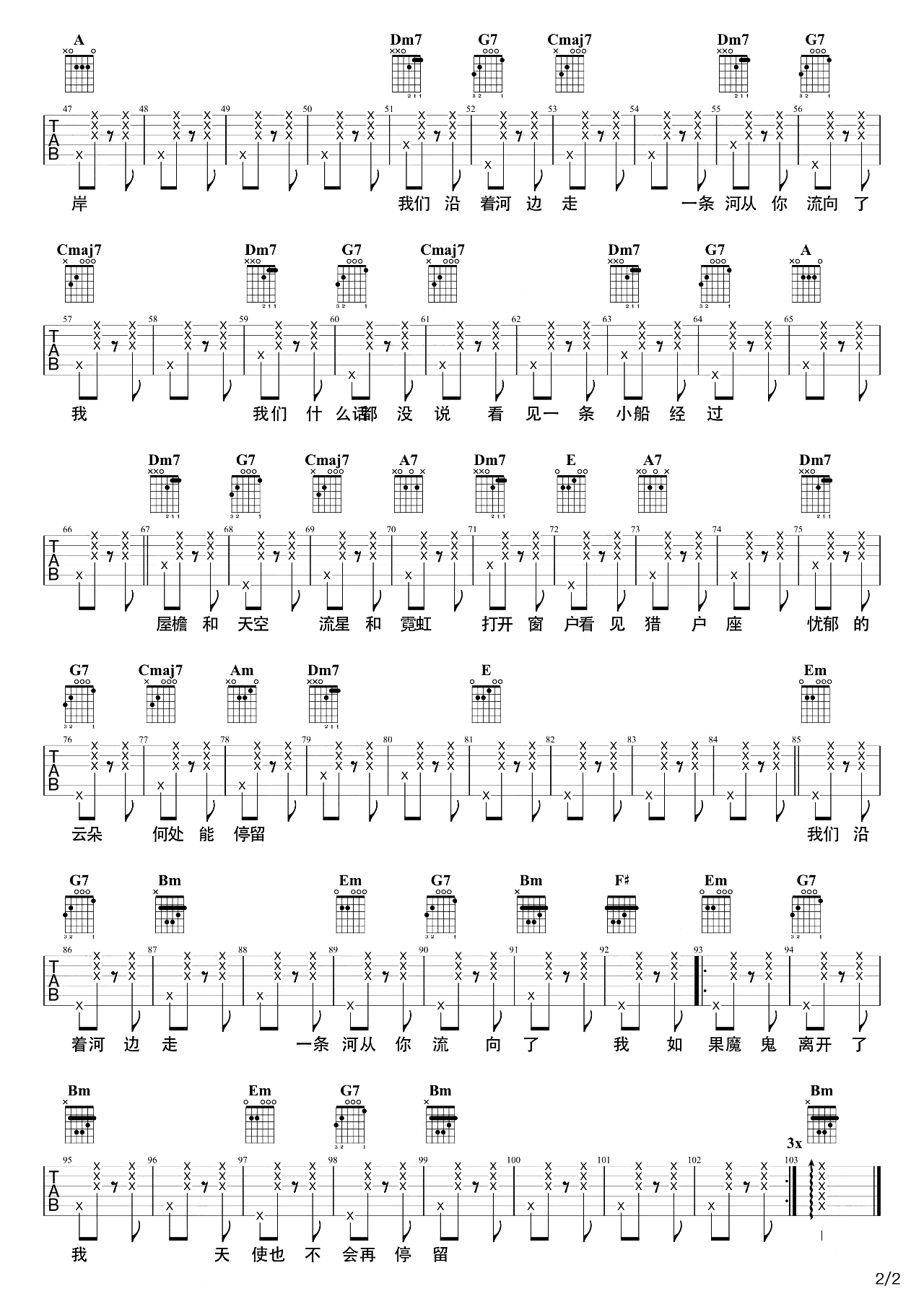 《小船吉他谱》_陈绮贞_C调_吉他图片谱2张 图2