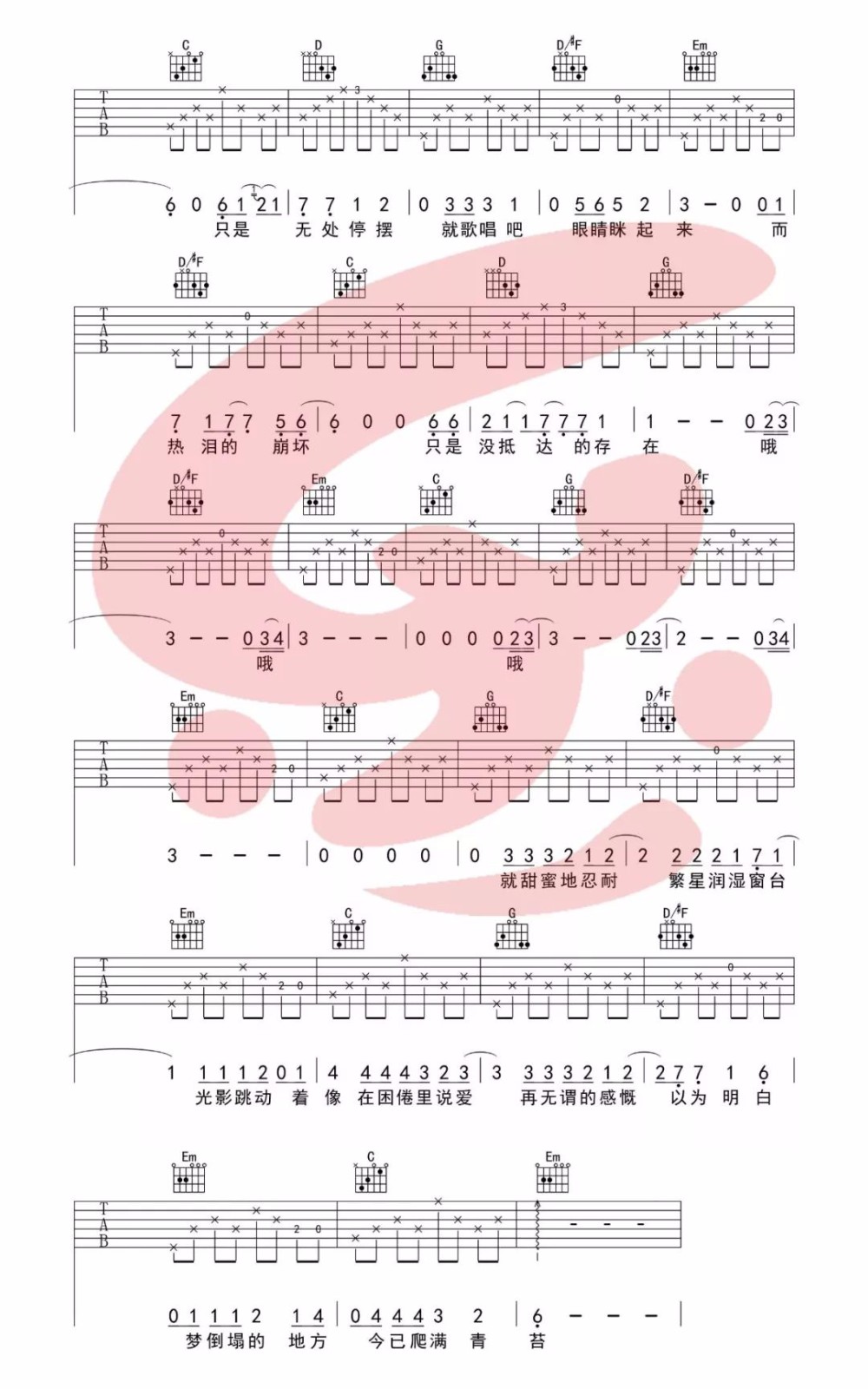 《理想三旬吉他谱》_陈鸿宇_G调_吉他图片谱4张 图4