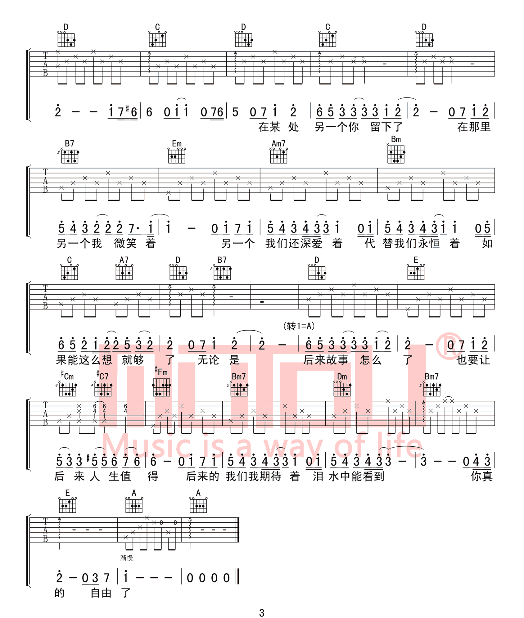 《后来的我们吉他谱》_五月天_G调_吉他图片谱3张 图3