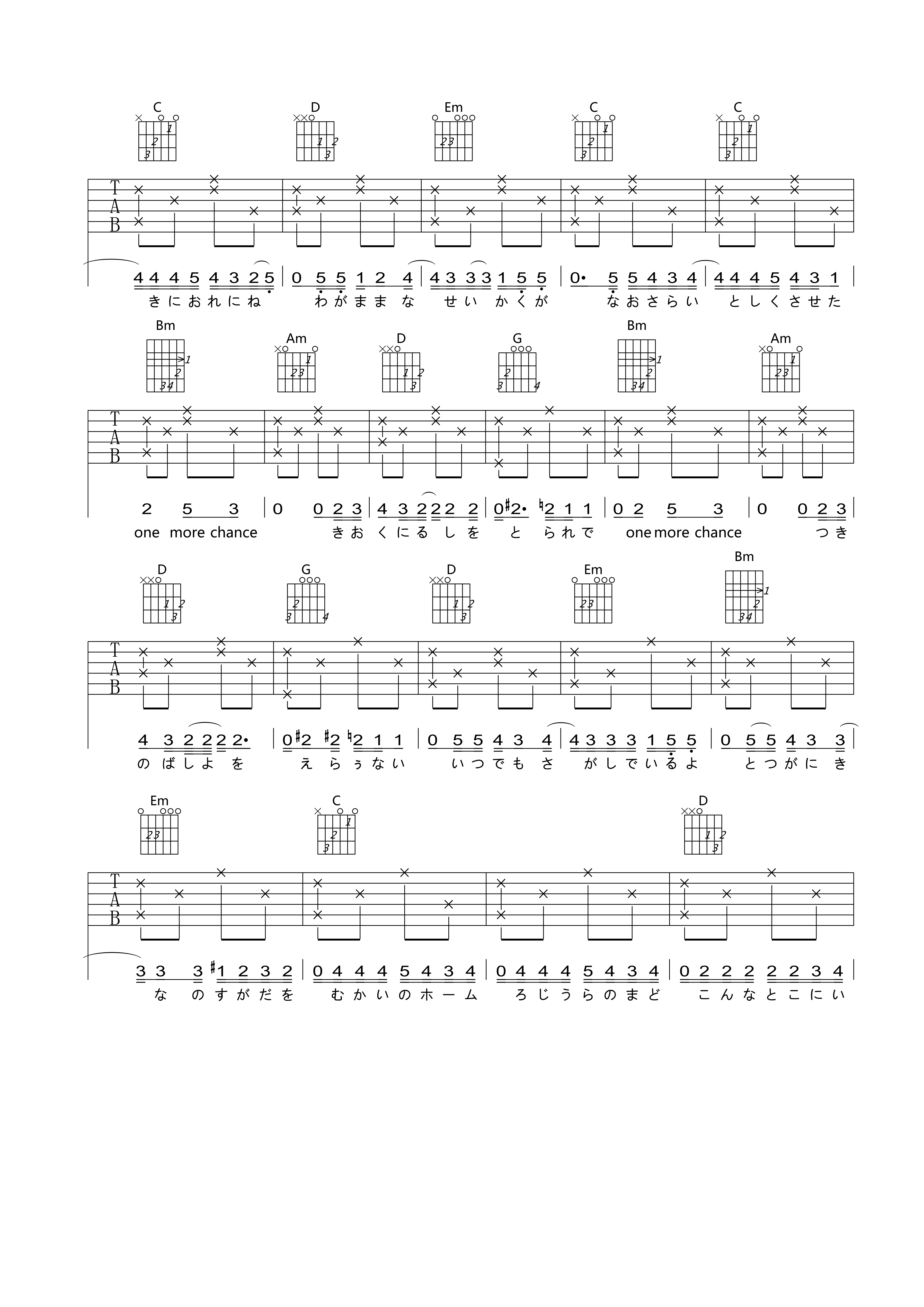 《One More Time One More Chance吉他谱》_山崎将义_G调_吉他图片谱8张 图2