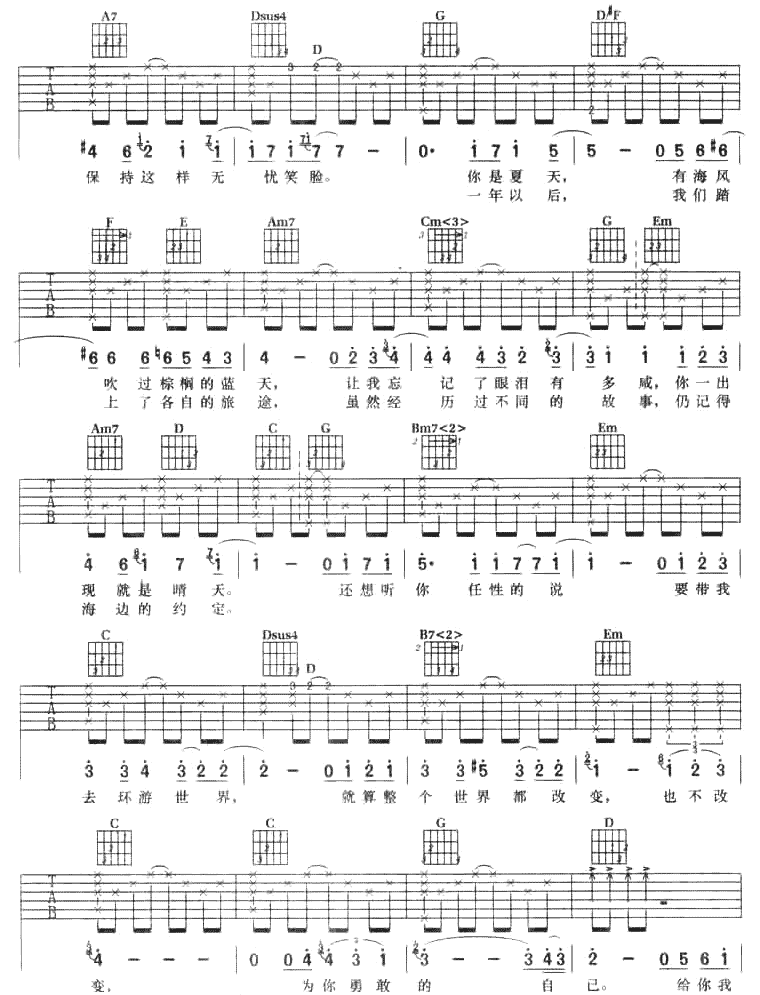 《青春纪念册吉他谱》_可米小子_G调_吉他图片谱5张 图3