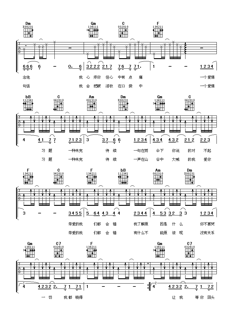 《我们都会错吉他谱》_潘玮柏_F调_吉他图片谱3张 图2