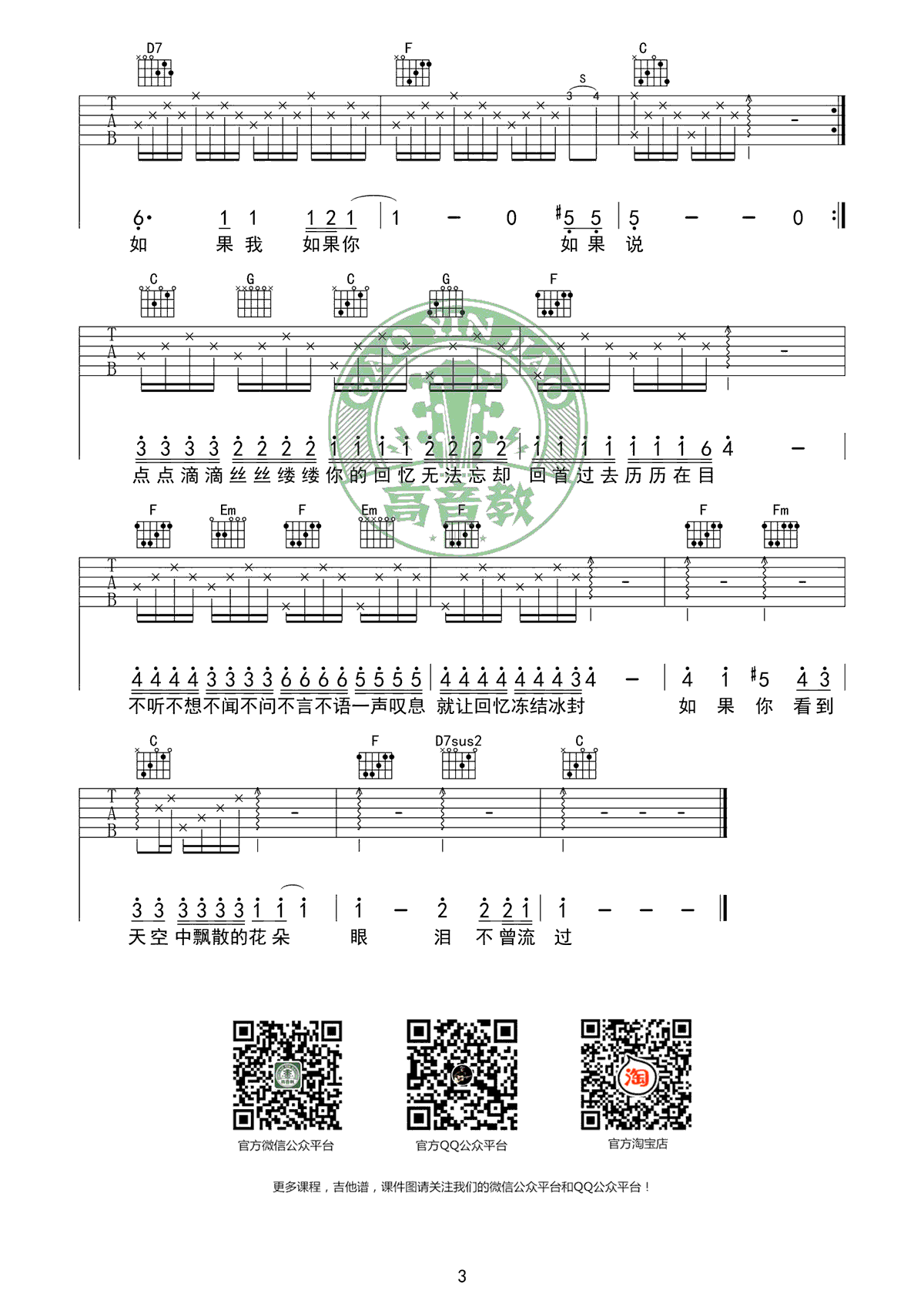 《If You吉他谱》_BigBang_C调_吉他图片谱3张 图3