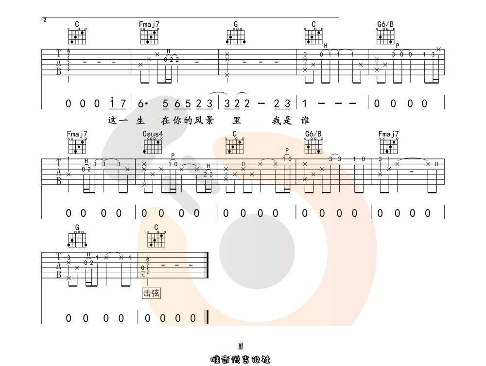 《这一生关于你的风景吉他谱》_隔壁老樊_C调_吉他图片谱3张 图3