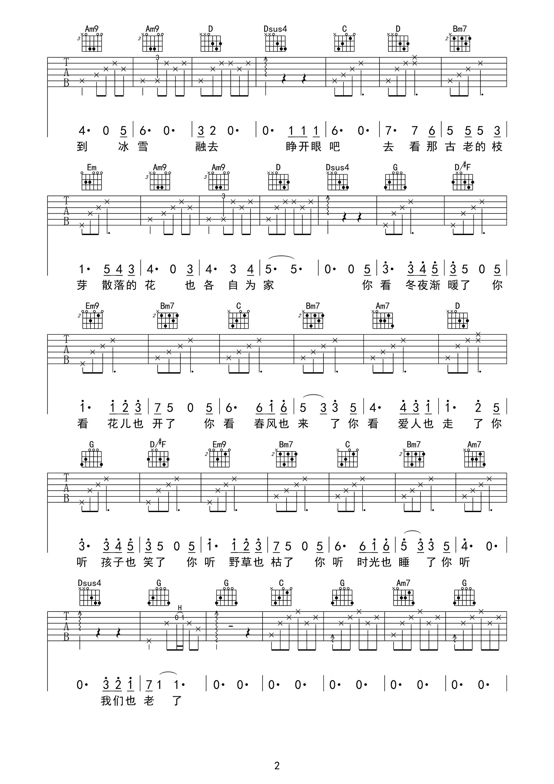 《花落知多少吉他谱》_倪健_G调_吉他图片谱3张 图2