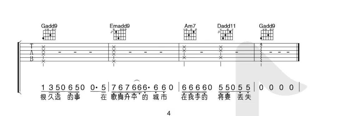 《平淡日子里的刺吉他谱》_宋冬野_G调_吉他图片谱4张 图4
