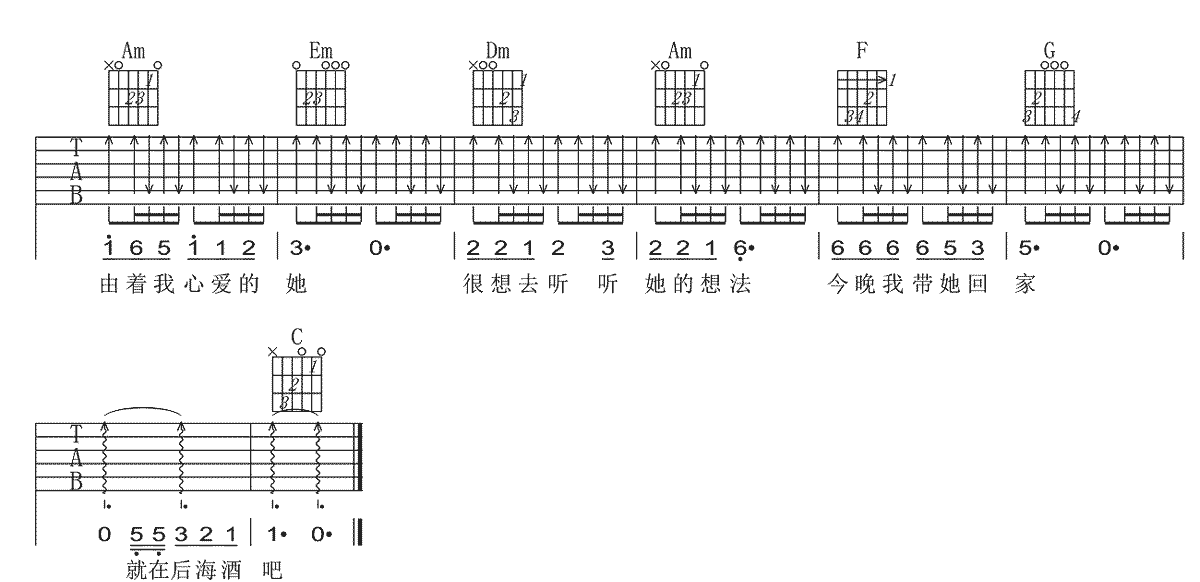 《后海酒吧吉他谱》_陈玉建_C调_吉他图片谱3张 图3