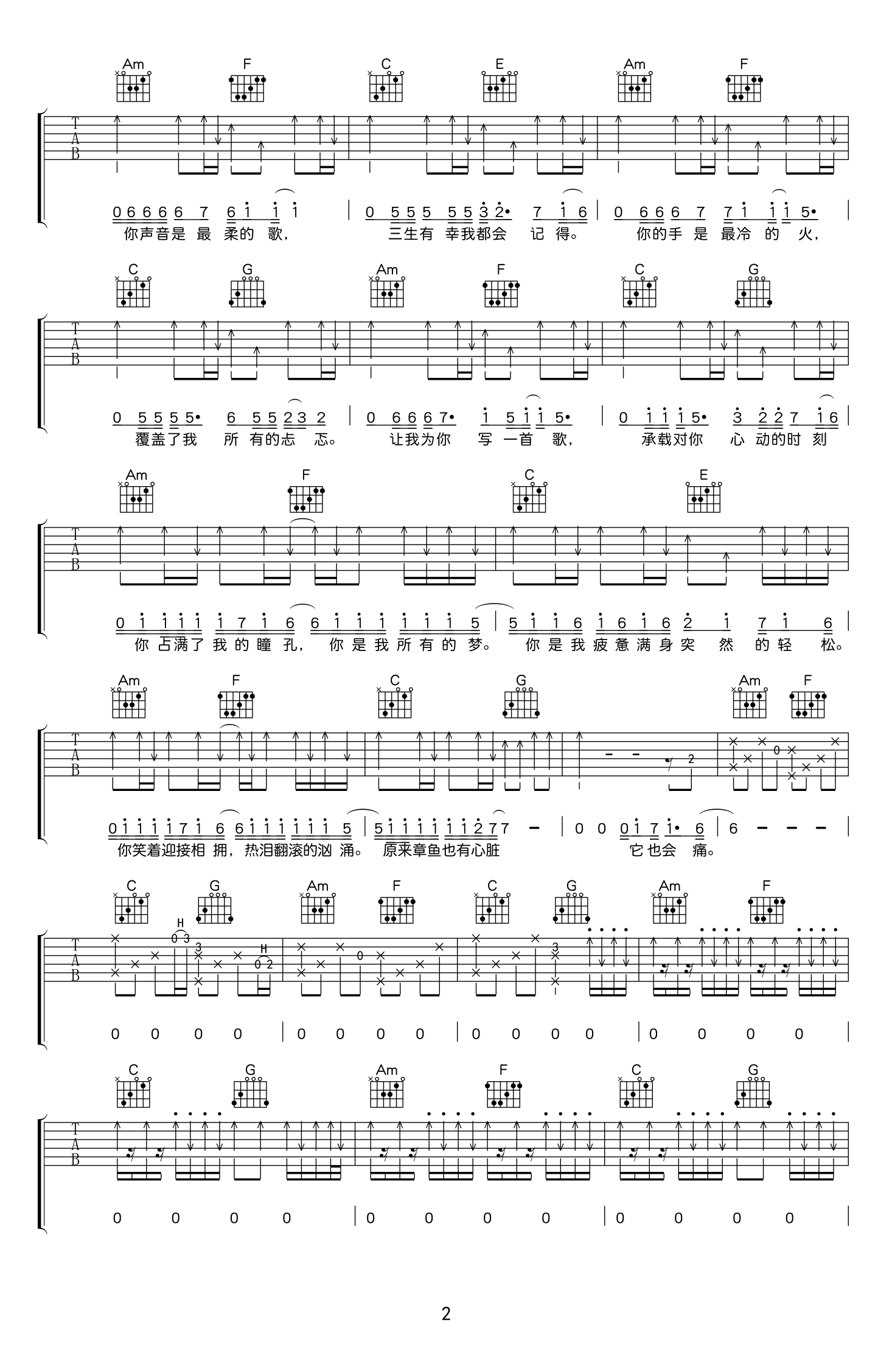 《你是我所有的梦吉他谱》_解忧邵帅_C调_吉他图片谱4张 图2