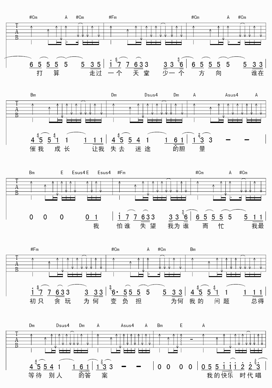 《然后怎样吉他谱》_陈奕迅_A调_吉他图片谱3张 图2