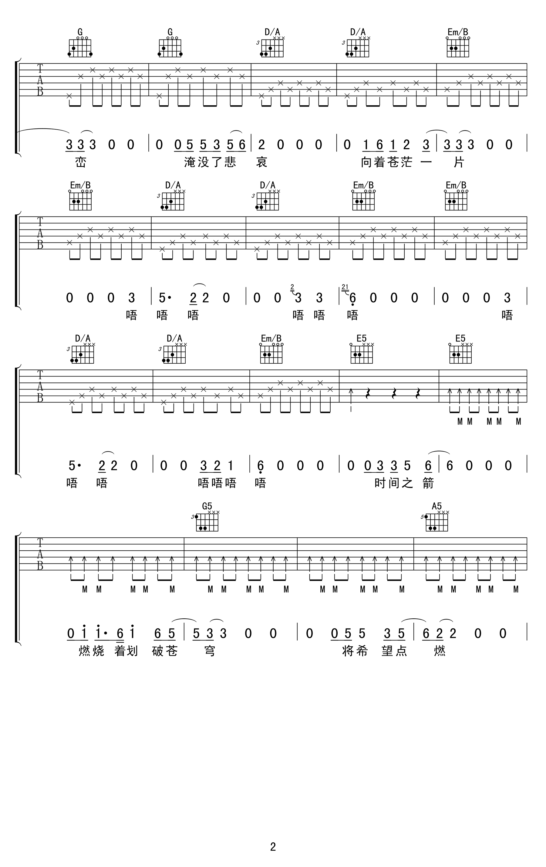 《归来吉他谱》_满江_G调_吉他图片谱5张 图2