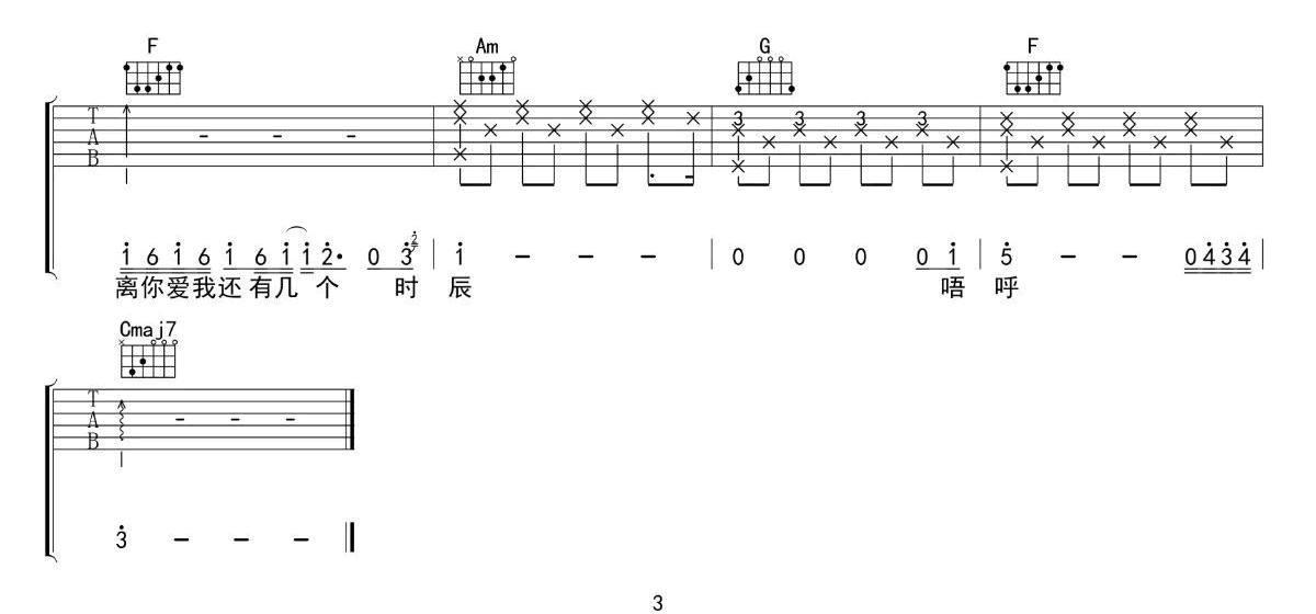 《祝你爱我到天荒地老吉他谱》_颜人中_C调_吉他图片谱3张 图3
