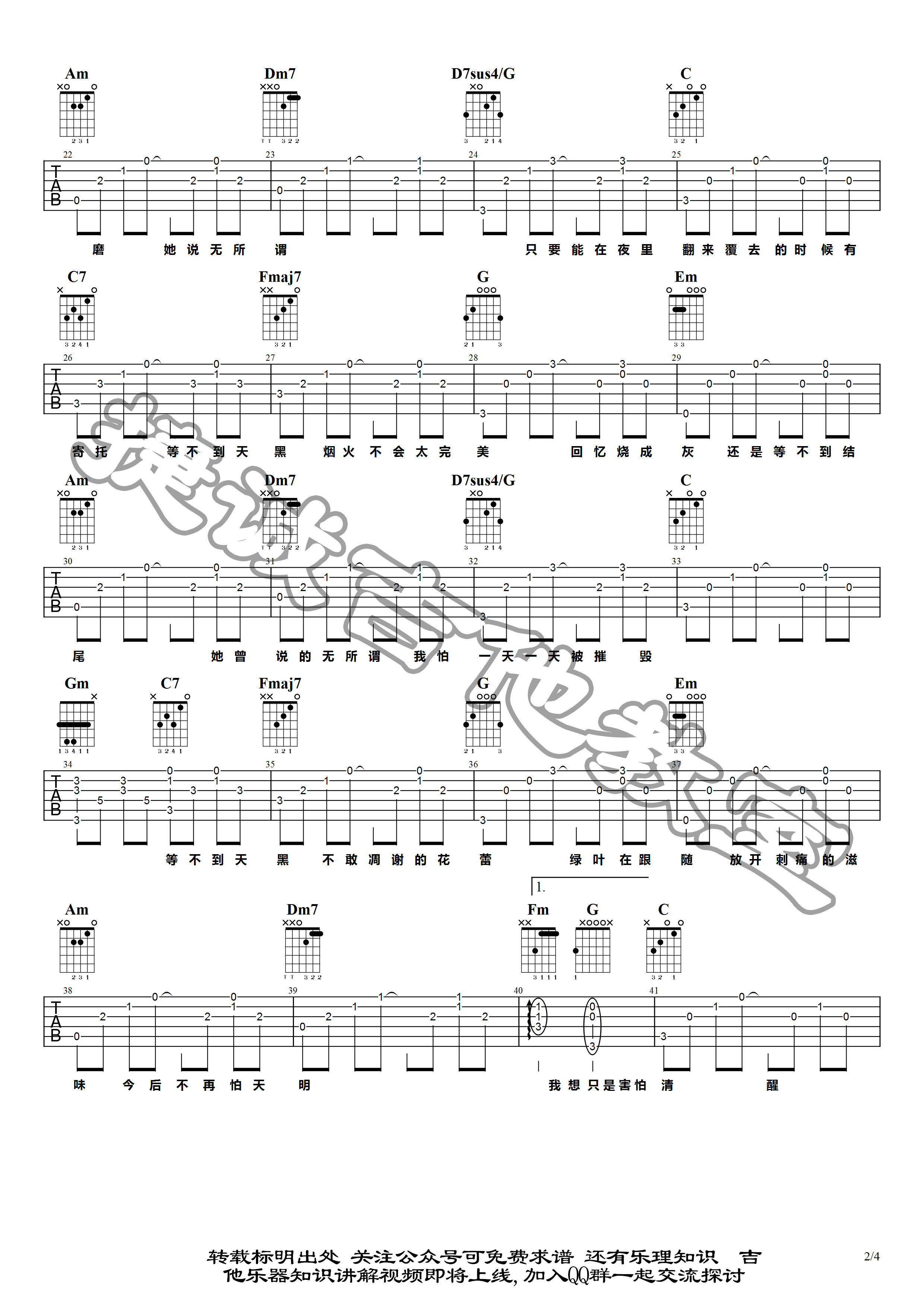 《她说吉他谱》_林俊杰_C调_吉他图片谱4张 图2