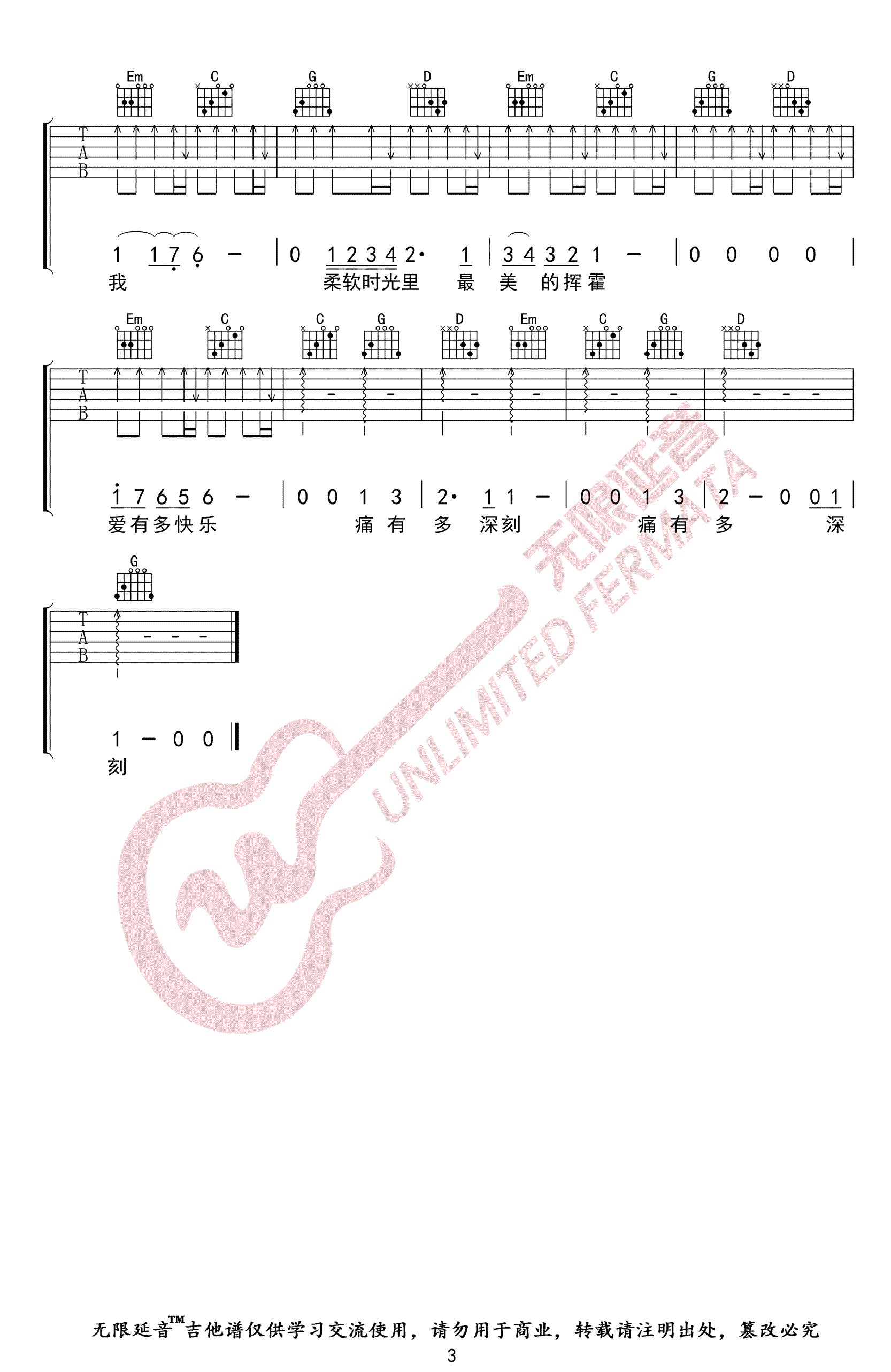 《国王与乞丐吉他谱》_华晨宇_G调_吉他图片谱3张 图3