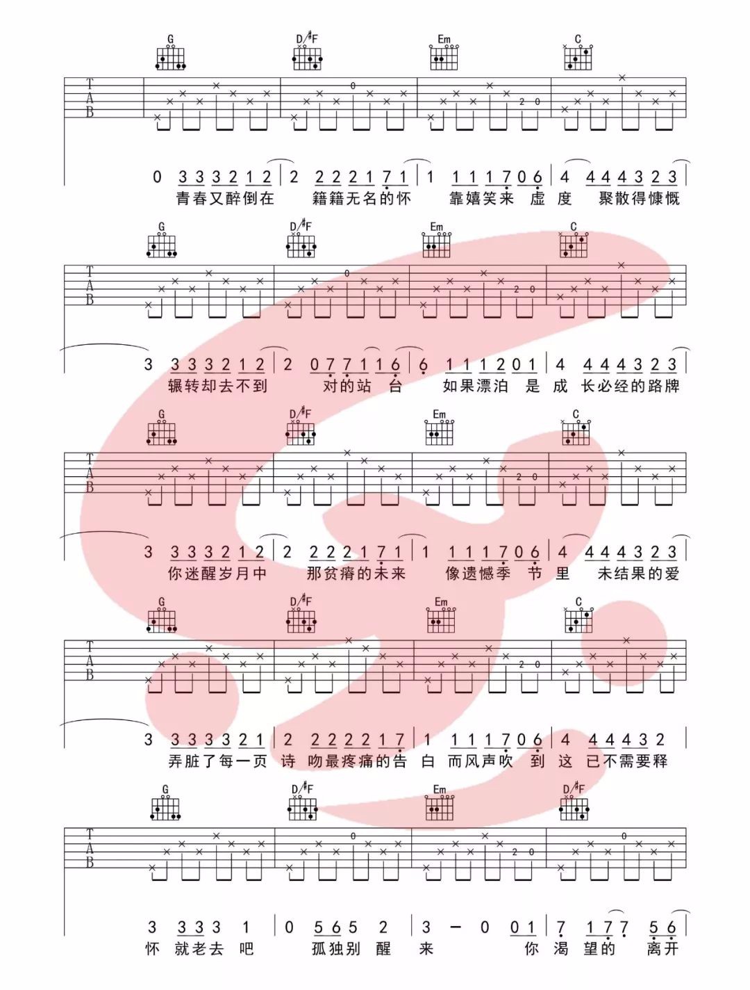 《理想三旬吉他谱》_陈鸿宇_G调_吉他图片谱4张 图3