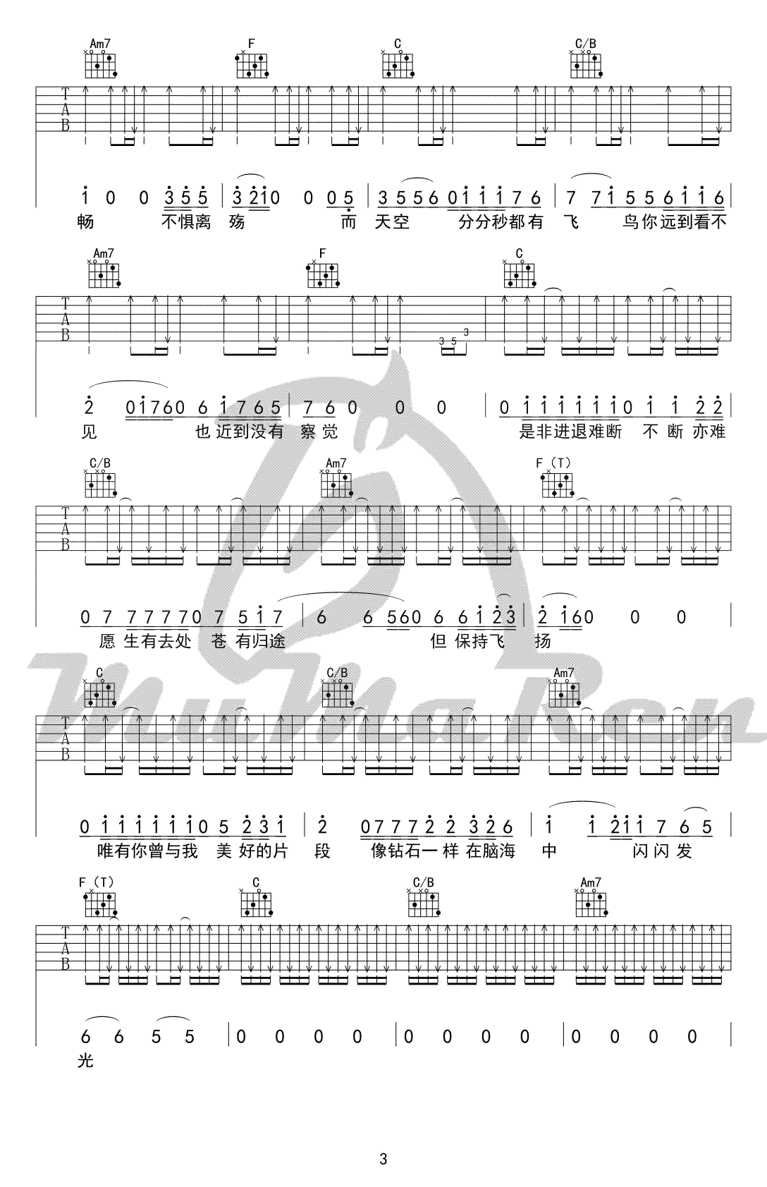 《闪光的回忆吉他谱》_逃跑计划_C调_吉他图片谱5张 图3