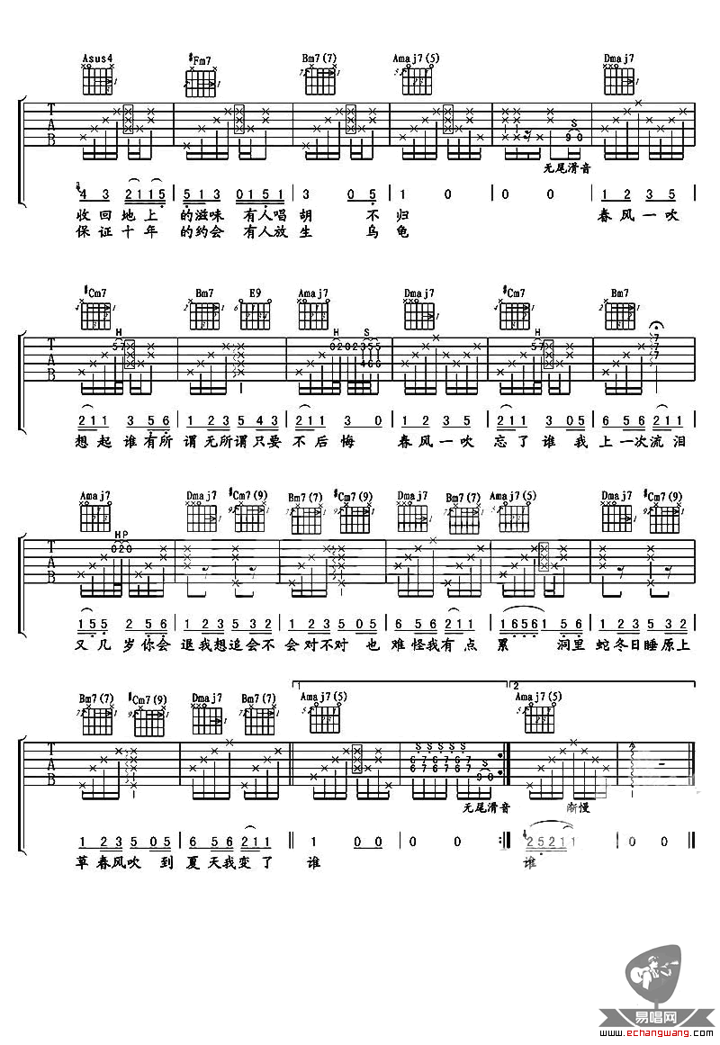 《春风吹吉他谱》_方大同_A调_吉他图片谱2张 图2