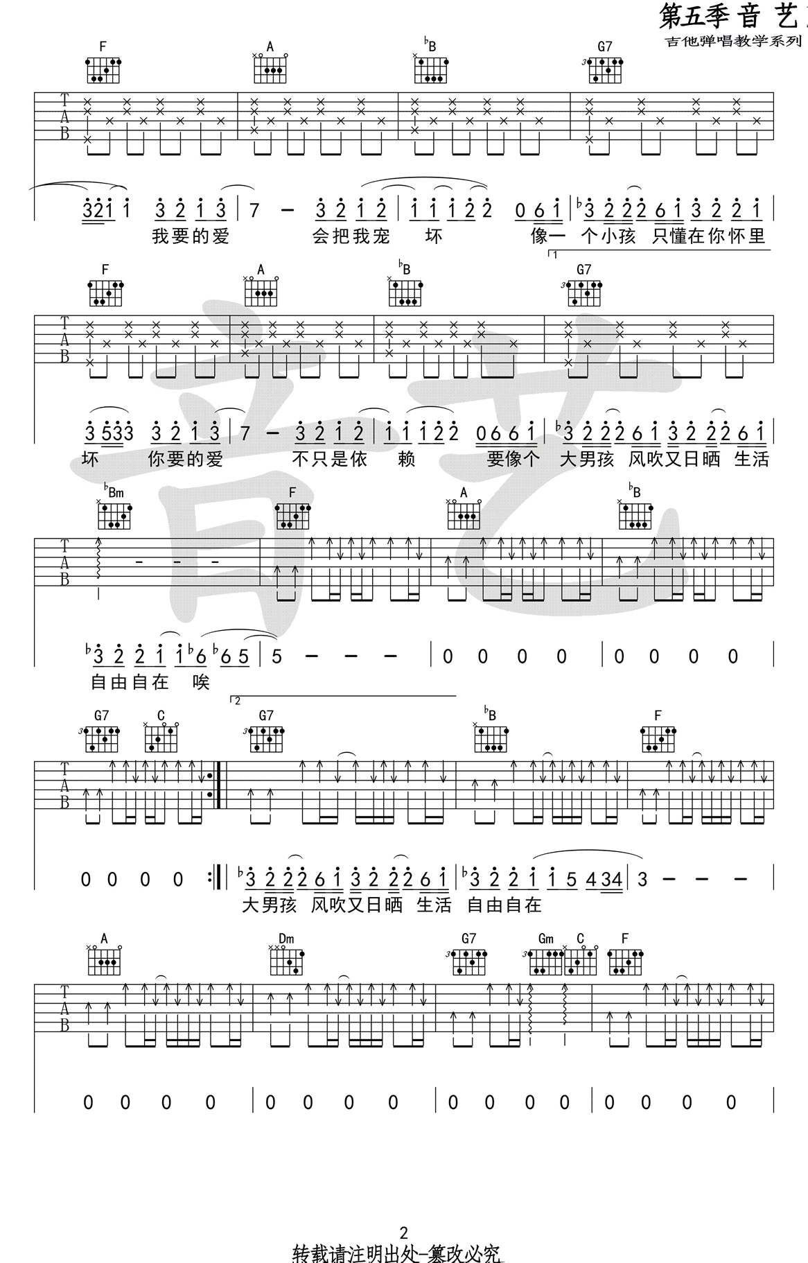 《你要的爱吉他谱》_戴佩妮_F调_吉他图片谱4张 图2