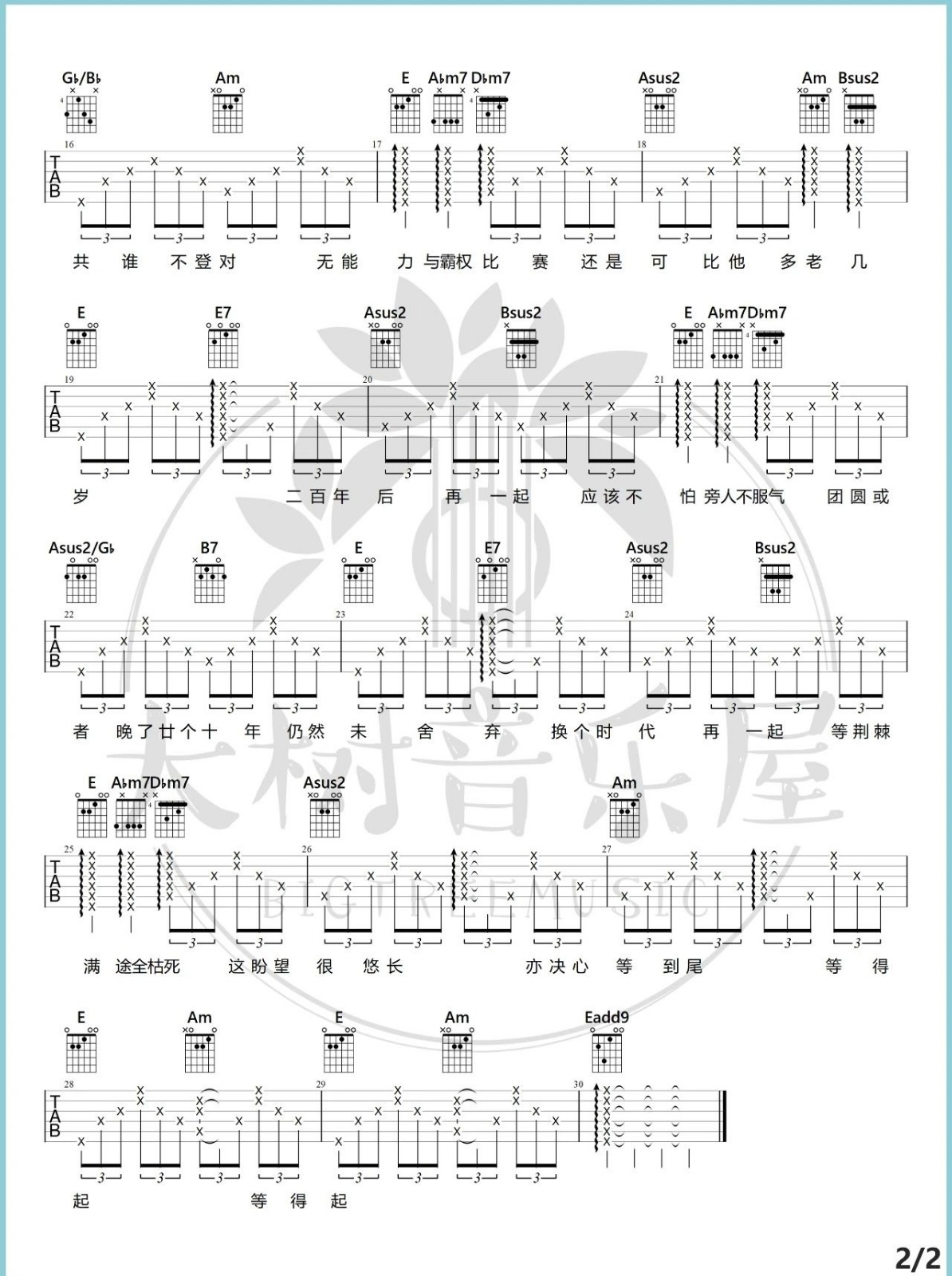 《命硬吉他谱》_侧田_E调_吉他图片谱2张 图2