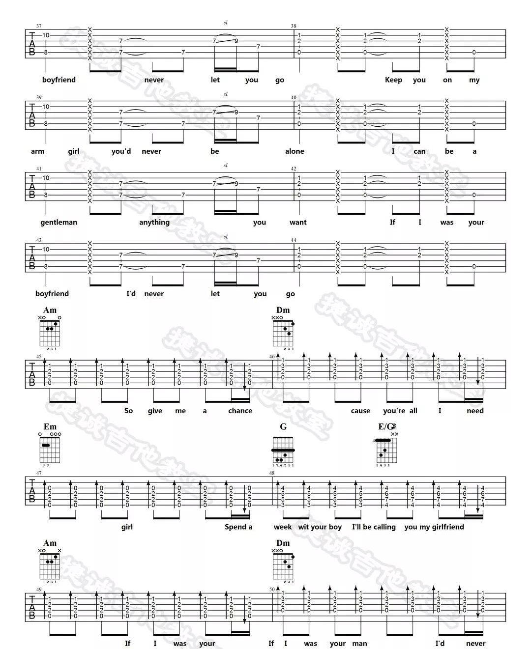 《Boyfriend吉他谱》_贾斯汀比伯_X调_吉他图片谱5张 图3