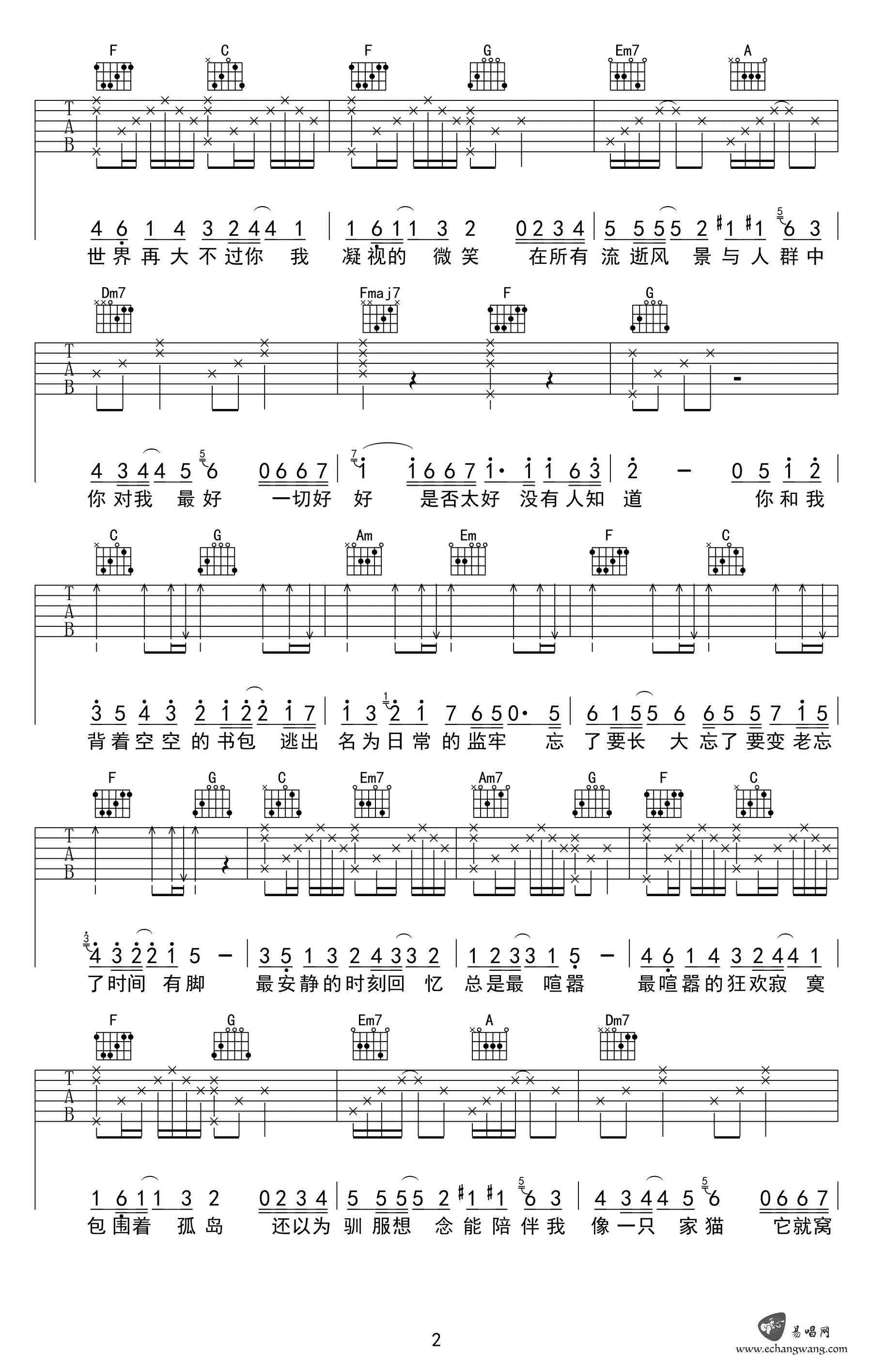 《好好吉他谱》_五月天_C调_吉他图片谱3张 图2