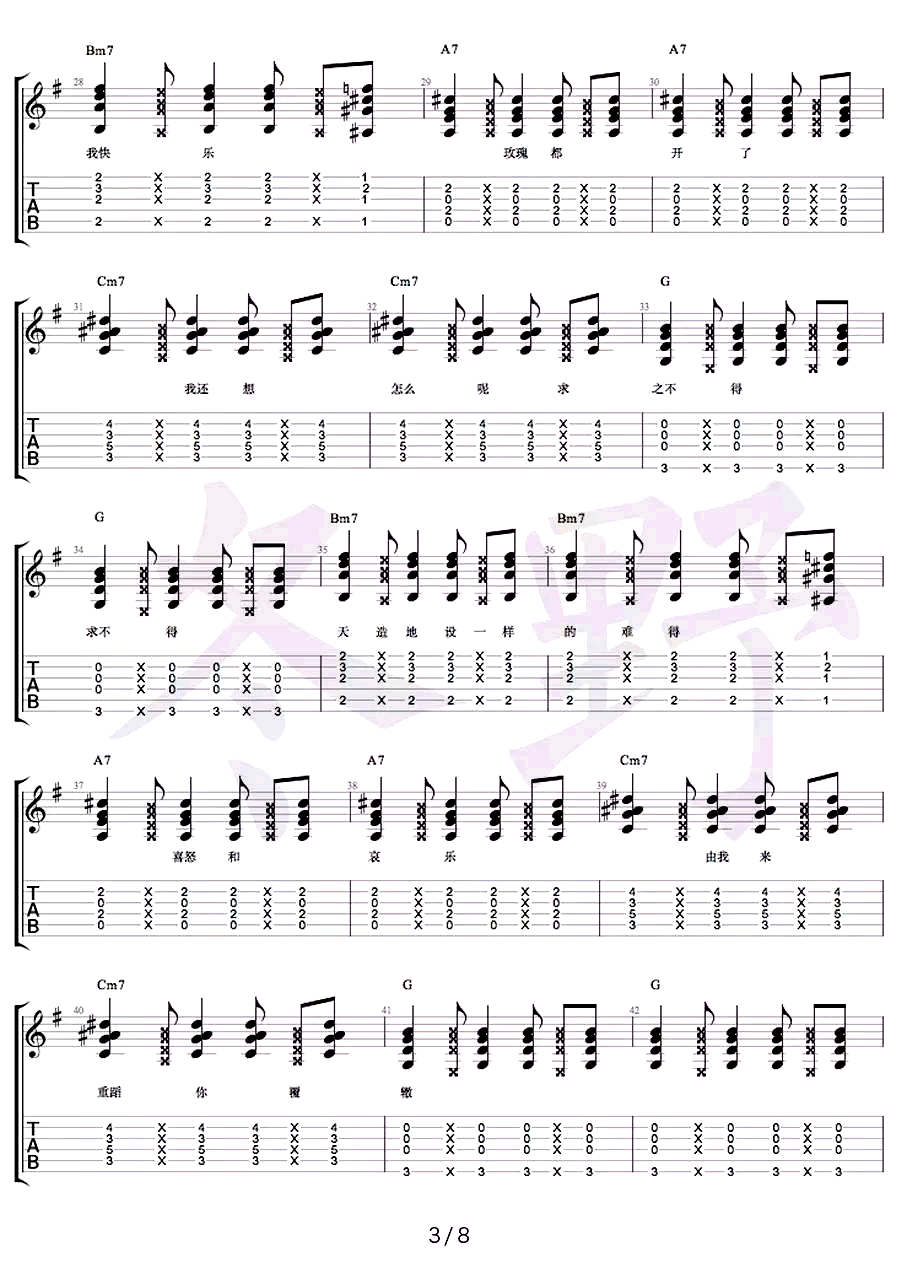 《你快乐所以我快乐吉他谱》_王菲_G调_吉他图片谱8张 图5