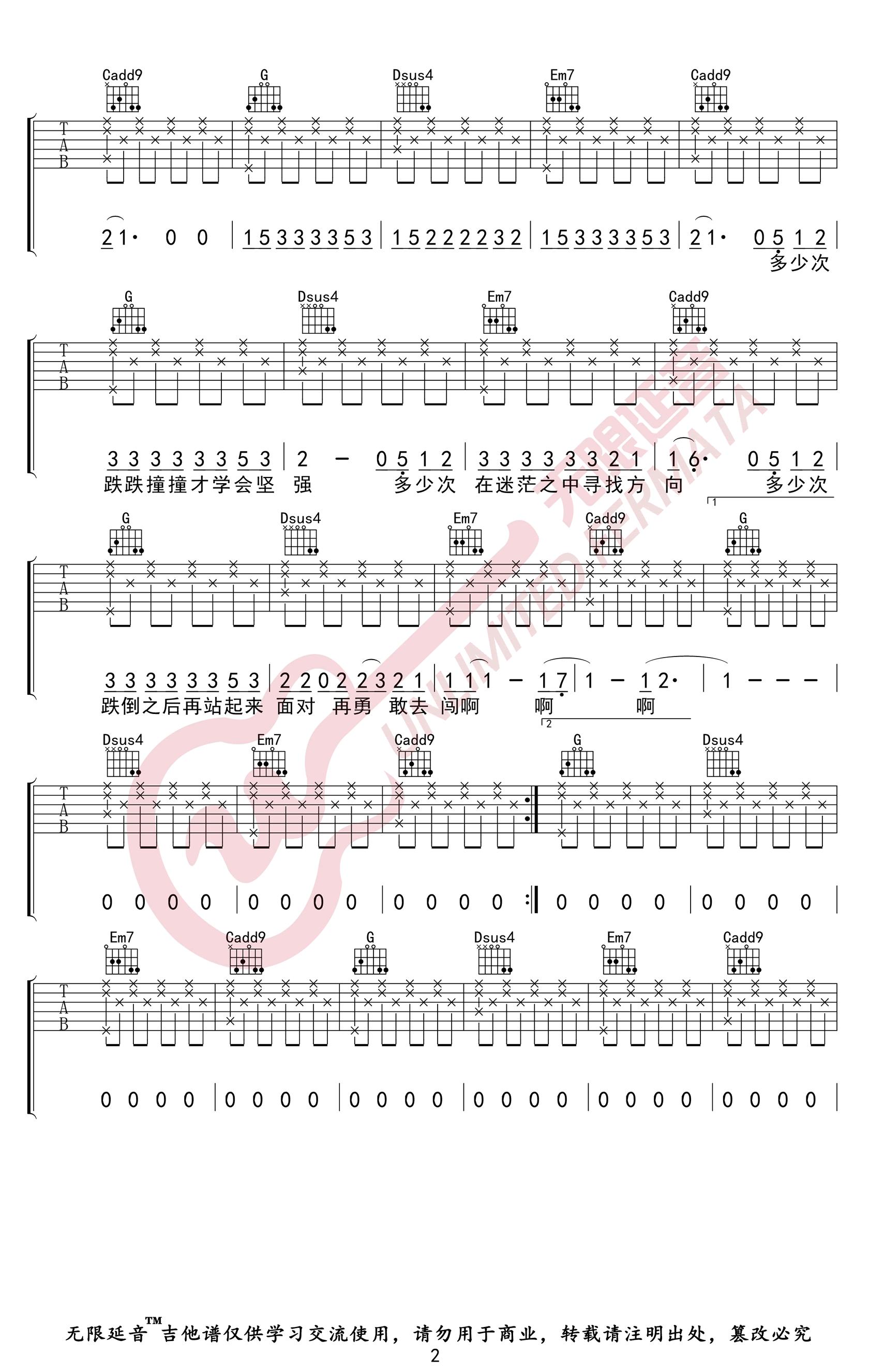 《微微吉他谱》_傅如乔_G调_吉他图片谱4张 图2