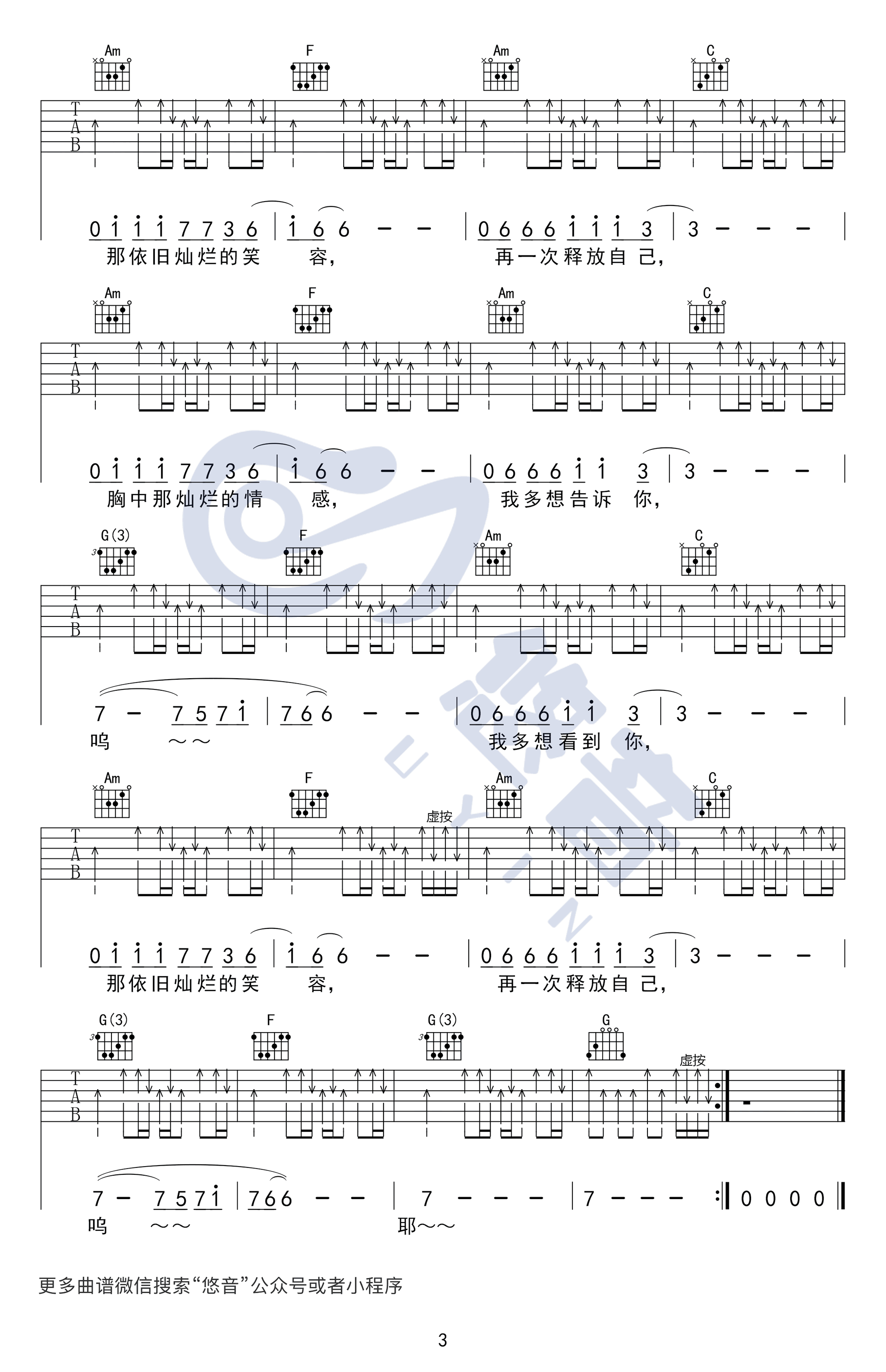 《完美生活吉他谱》_许巍_C调_吉他图片谱3张 图3