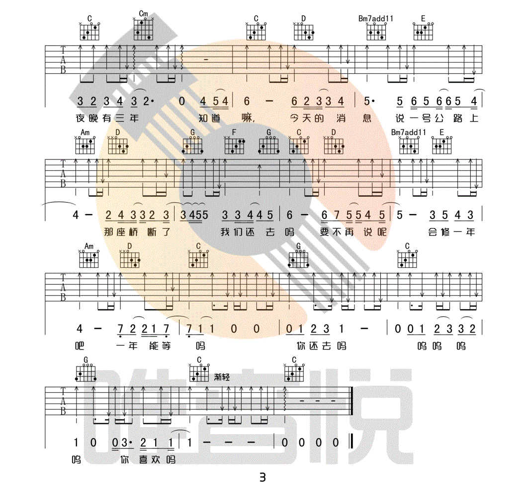 《我喜欢上你时的内心活动吉他谱》_陈绮贞_G调_吉他图片谱3张 图3