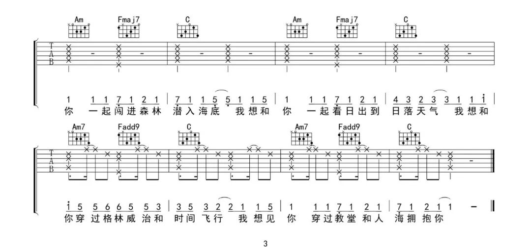 《失眠飞行吉他谱》_沈以诚_C调_吉他图片谱3张 图3