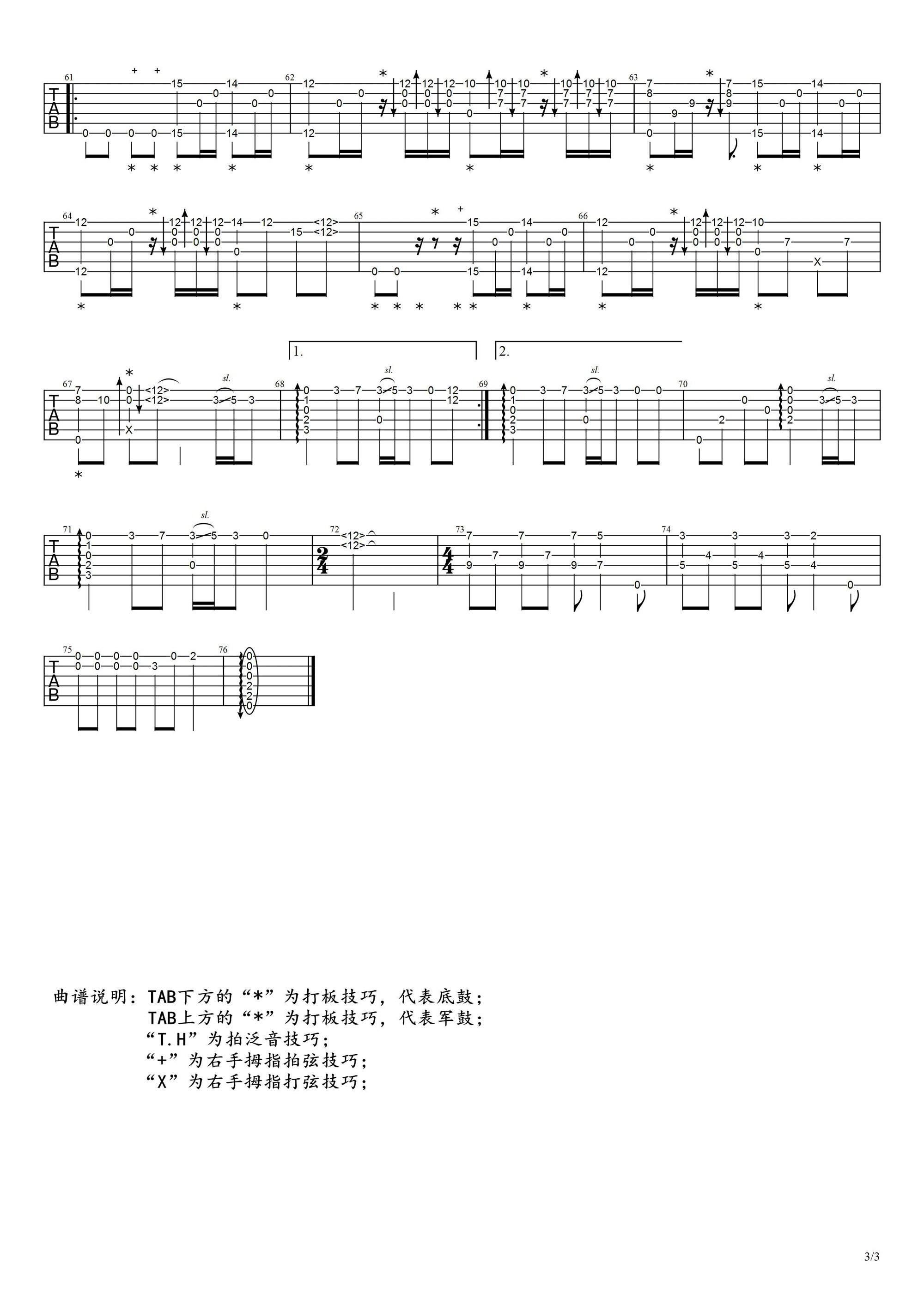 《最怕吉他谱》_张学友_X调_吉他图片谱3张 图3