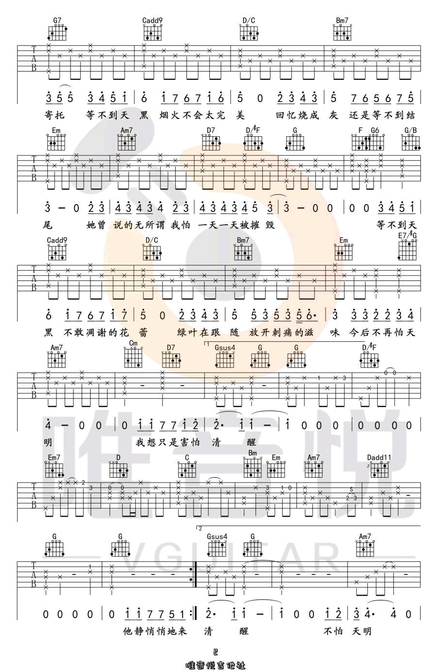 《她说吉他谱》_林俊杰_G调_吉他图片谱3张 图2