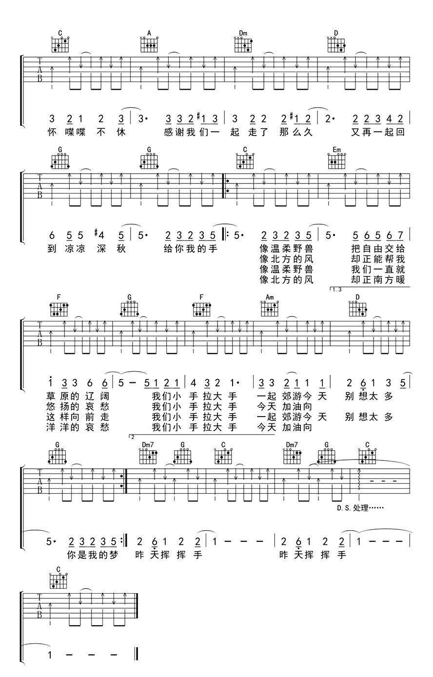《小手拉大手吉他谱》_梁静茹_C调_吉他图片谱2张 图2