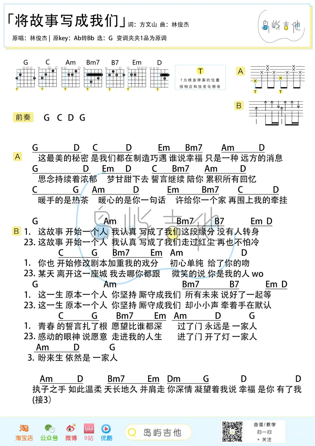 《将故事写成我们吉他谱》_林俊杰_G调_吉他图片谱2张 图2