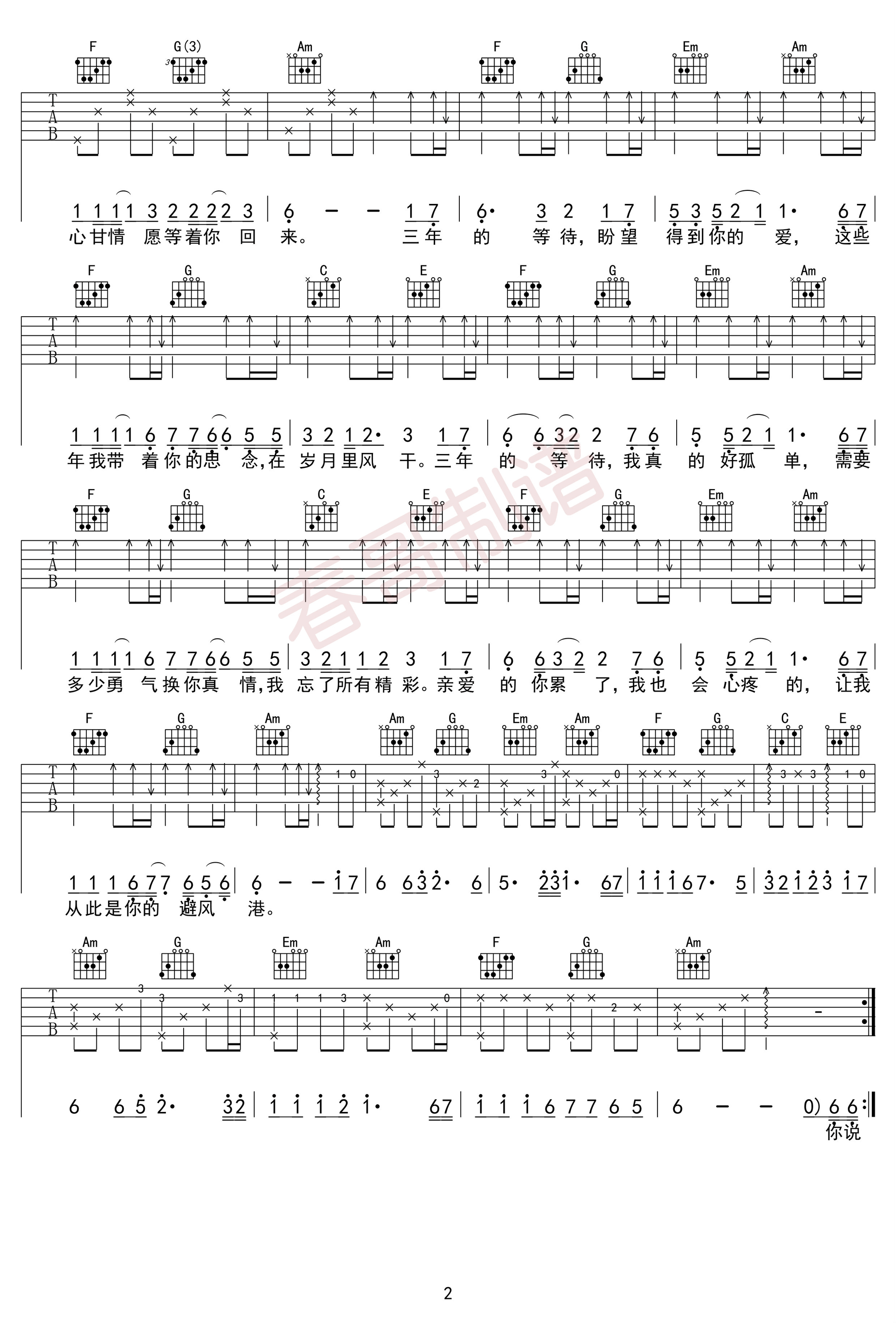 三叶的主题曲吉他谱_三葉のテーマ_吉他指弹独奏谱 - 吉他园地