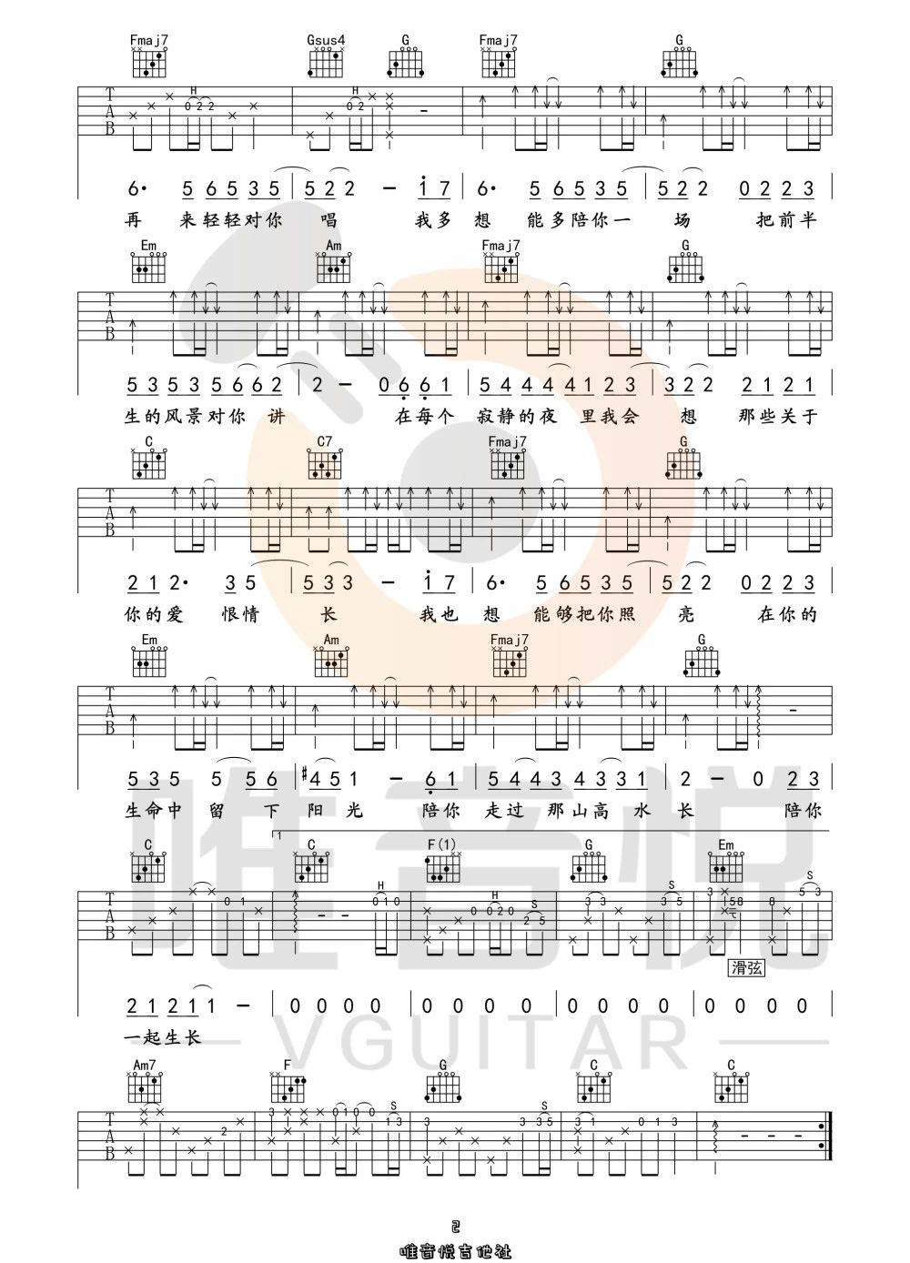 《这一生关于你的风景吉他谱》_隔壁老樊_C调_吉他图片谱3张 图2