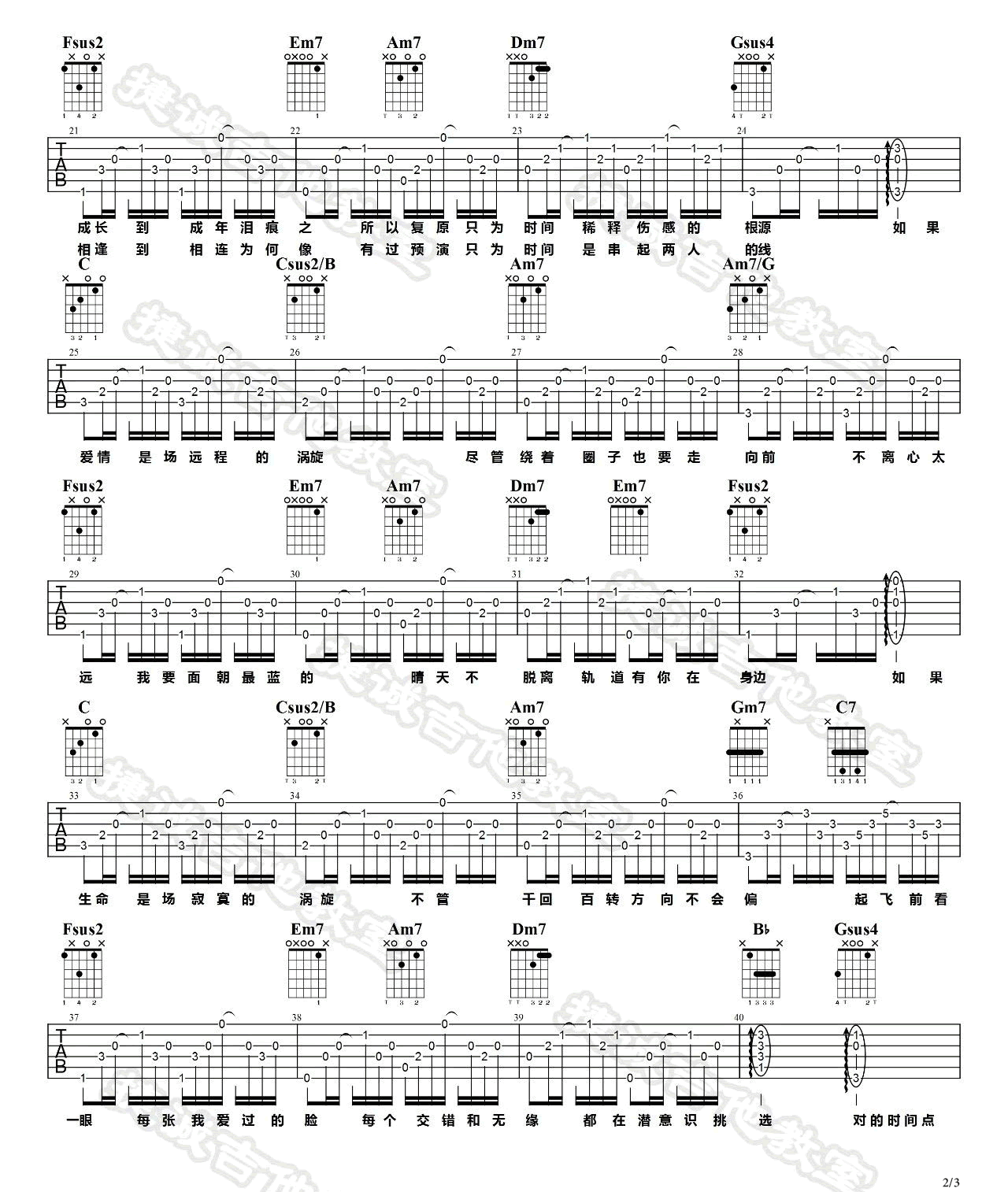 《对的时间点吉他谱》_林俊杰_C调_吉他图片谱3张 图2