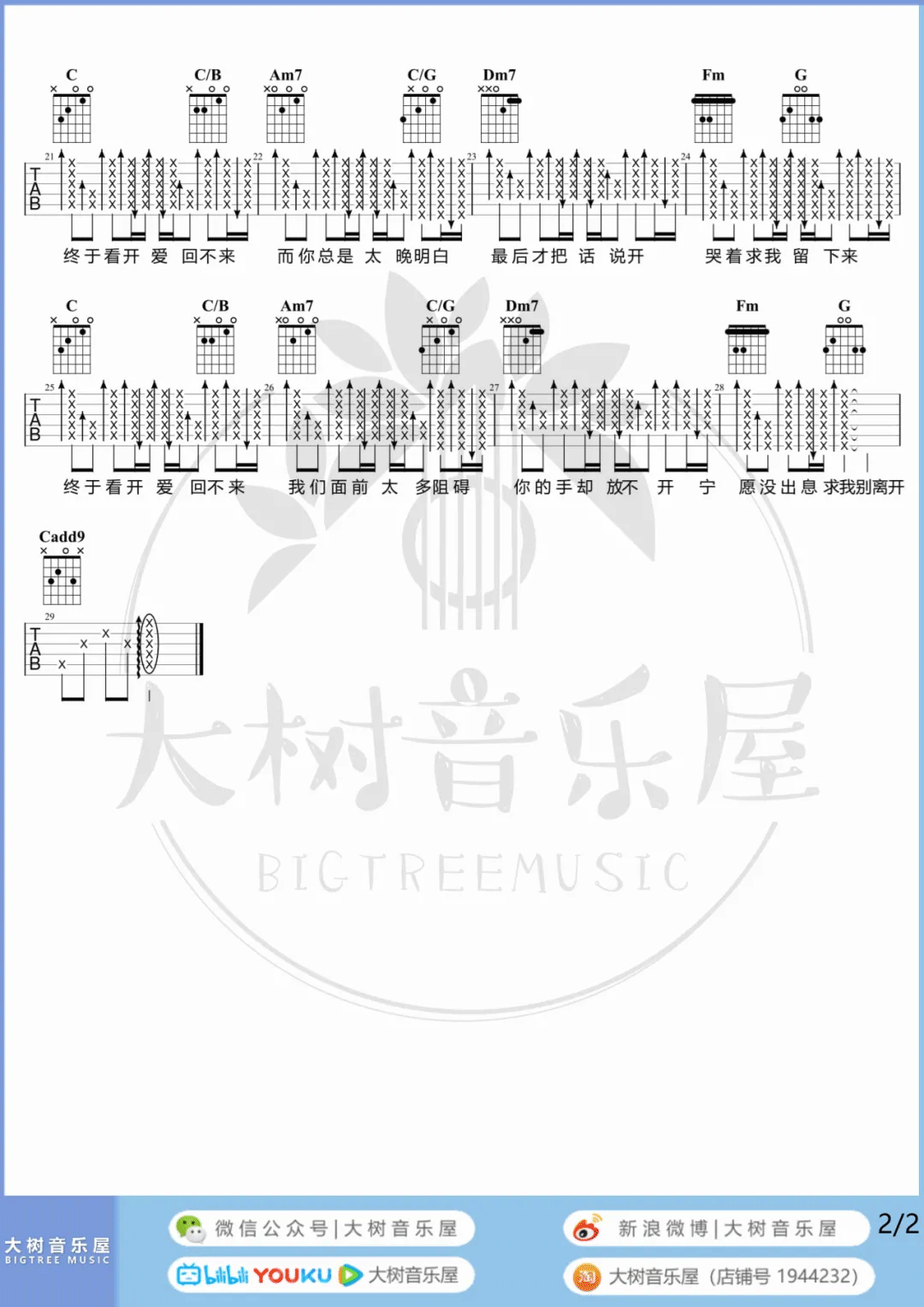 《倒带吉他谱》_蔡依林_C调_吉他图片谱2张 图2