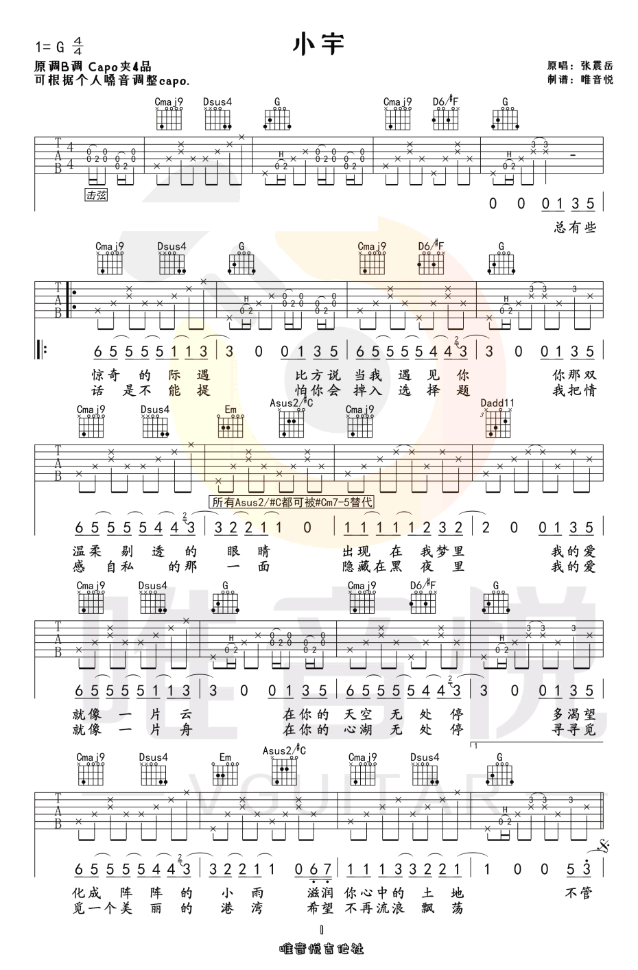《小宇吉他谱》_张震岳_G调_吉他图片谱3张 图1