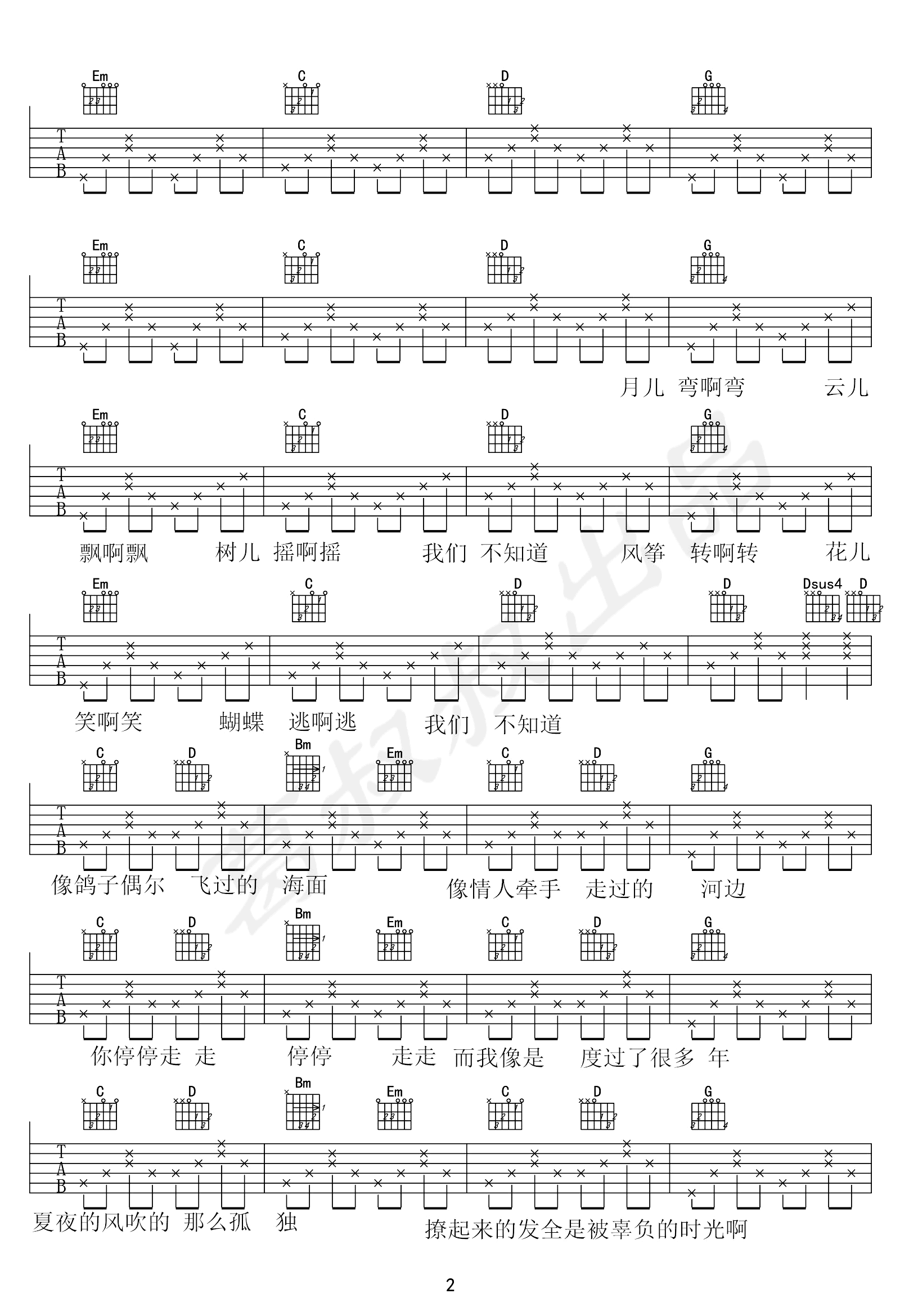 《我们不知道吉他谱》_张尧_G调_吉他图片谱3张 图2