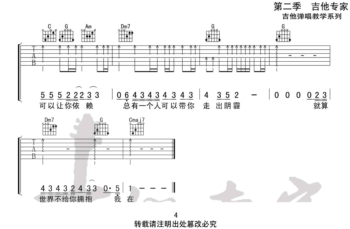 《别怕我在吉他谱》_隔壁老樊_C调_吉他图片谱4张 图4