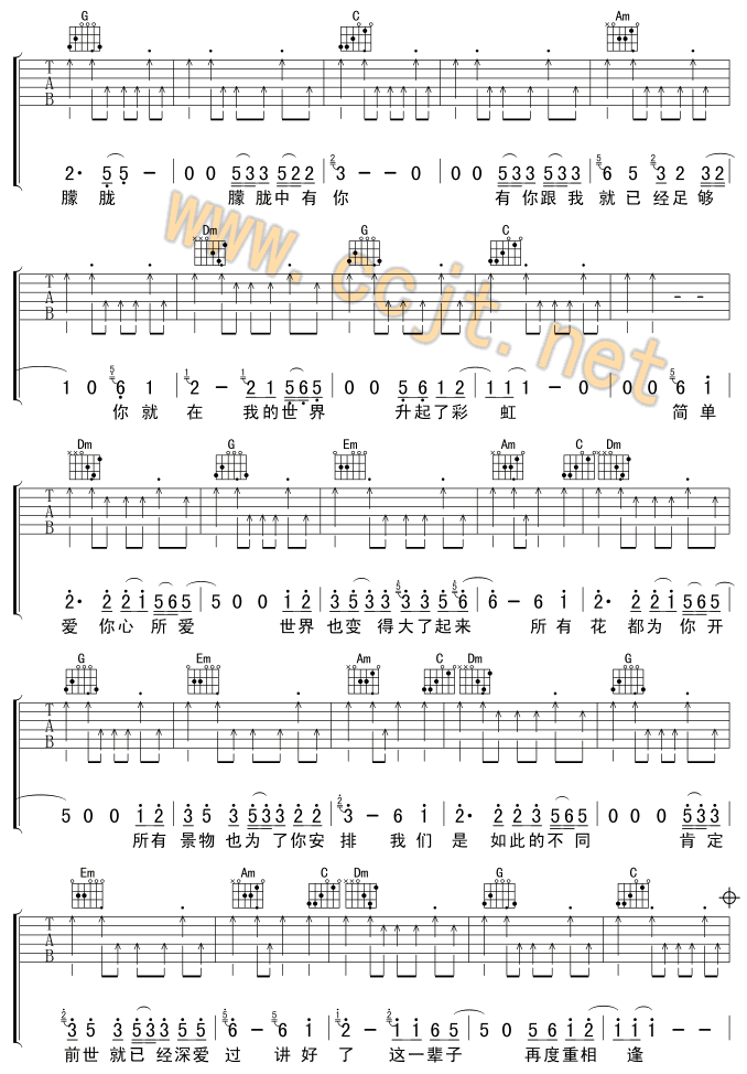 《再度重相逢吉他谱》_伍佰_C调_吉他图片谱4张 图2