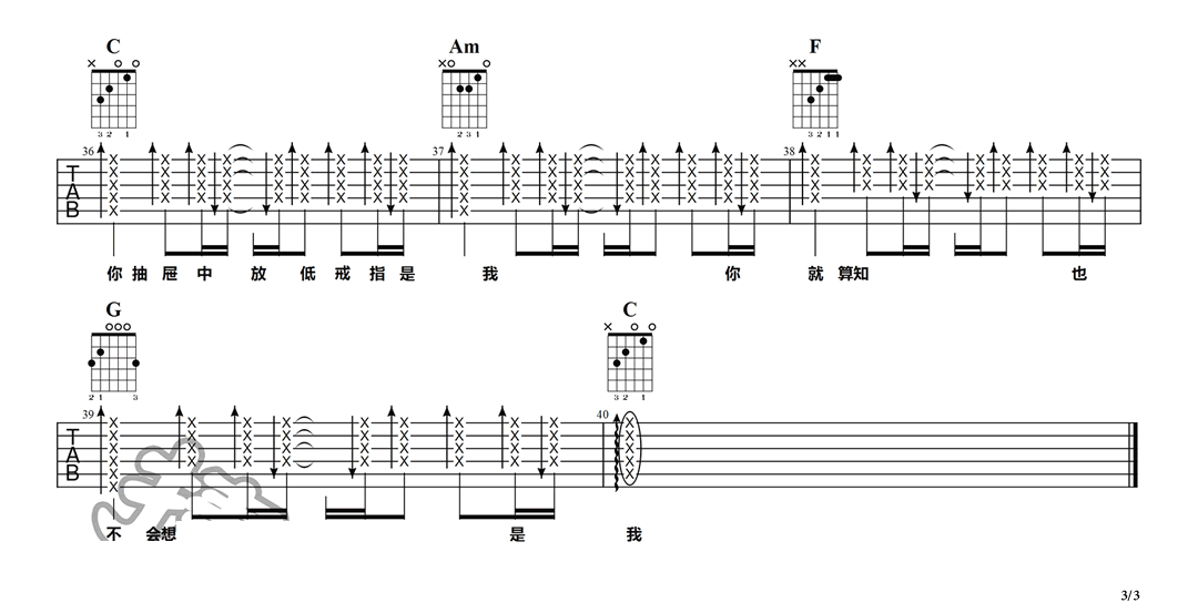 《防不胜防吉他谱》_陈奕迅_C调_吉他图片谱3张 图3